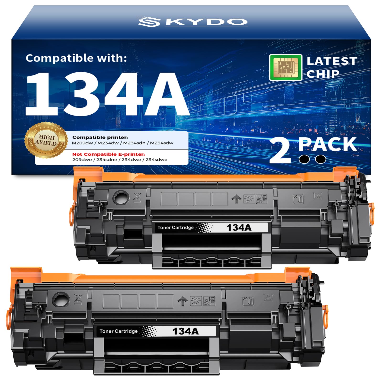 134A Black Toner Cartridge (with Chip) Replacement Compatible for HP 134A W1340A Toner Cartridge 134X W1340X Toner Use with HP LaserJet Pro M209dw MFP M234dw M234sdw M234sdn Printer Ink(2 Black)