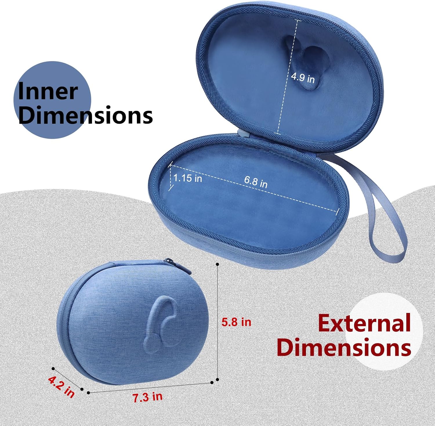 LTGEM Headphones Carrying Case Compatible with Beats Studio Pro, Solo 4, Studio 3, Solo 3, Solo 2 Over-Ear Headphones, Blue
