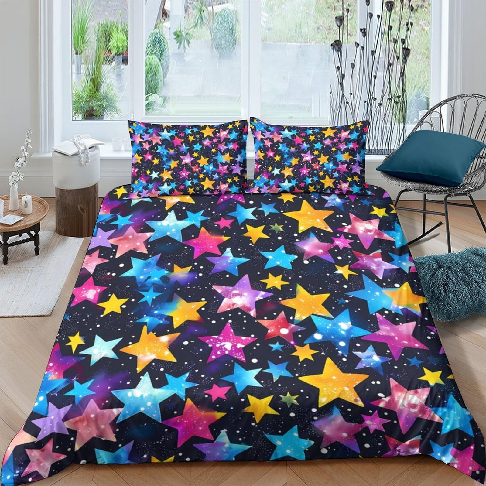 Ctjqhvkz Style-3 3D Printed Galaxy Starry Sky Fitted Sheet Microfiber Vibrant Colorful Cosmic Nebula Mattress Cover Anti-Slip Machine Washable For Bedroom Home Decor Single（135X200cm）
