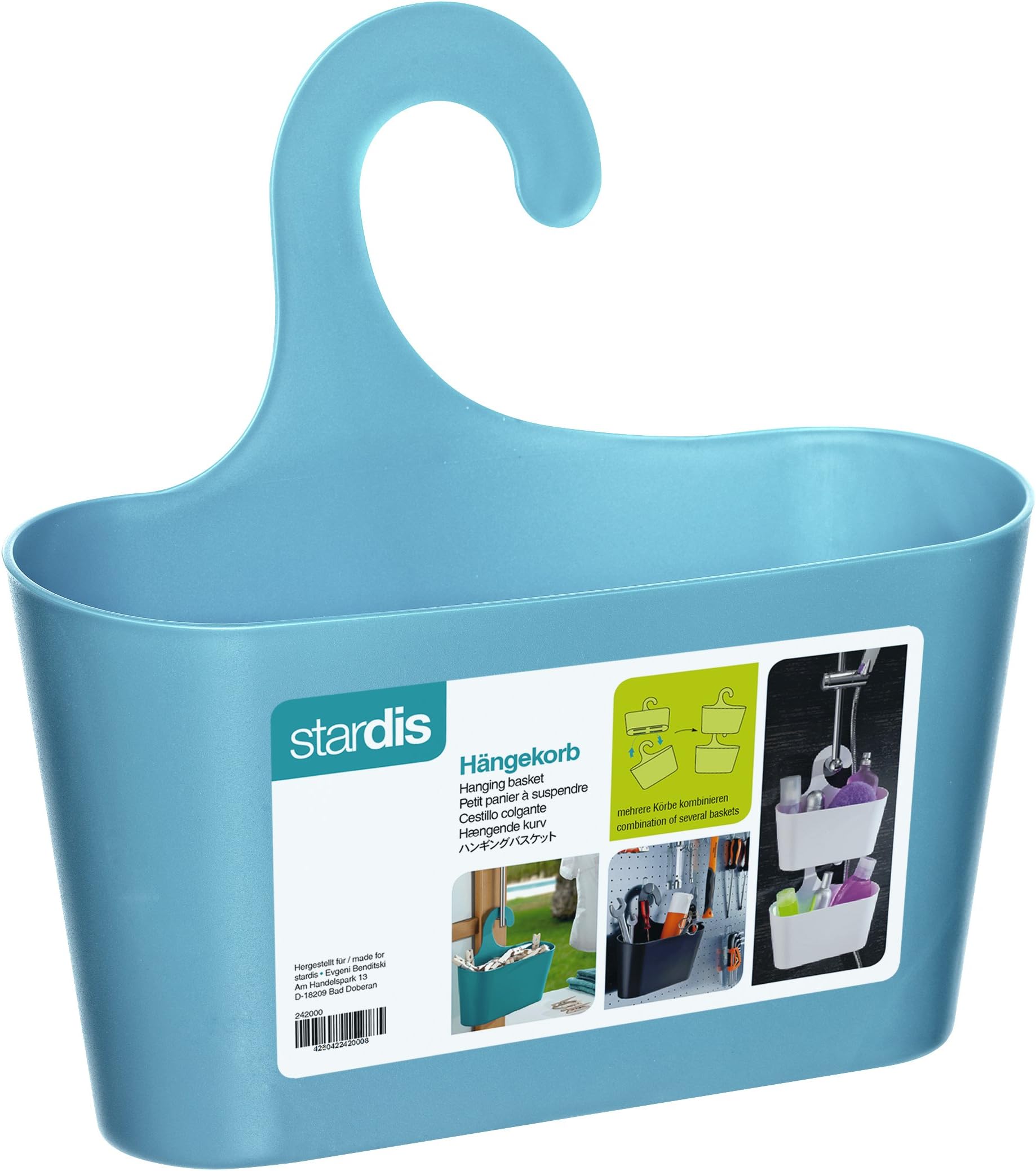 stardis Shower Basket light blue with Hook Hanging Caddy Organizer Plastic