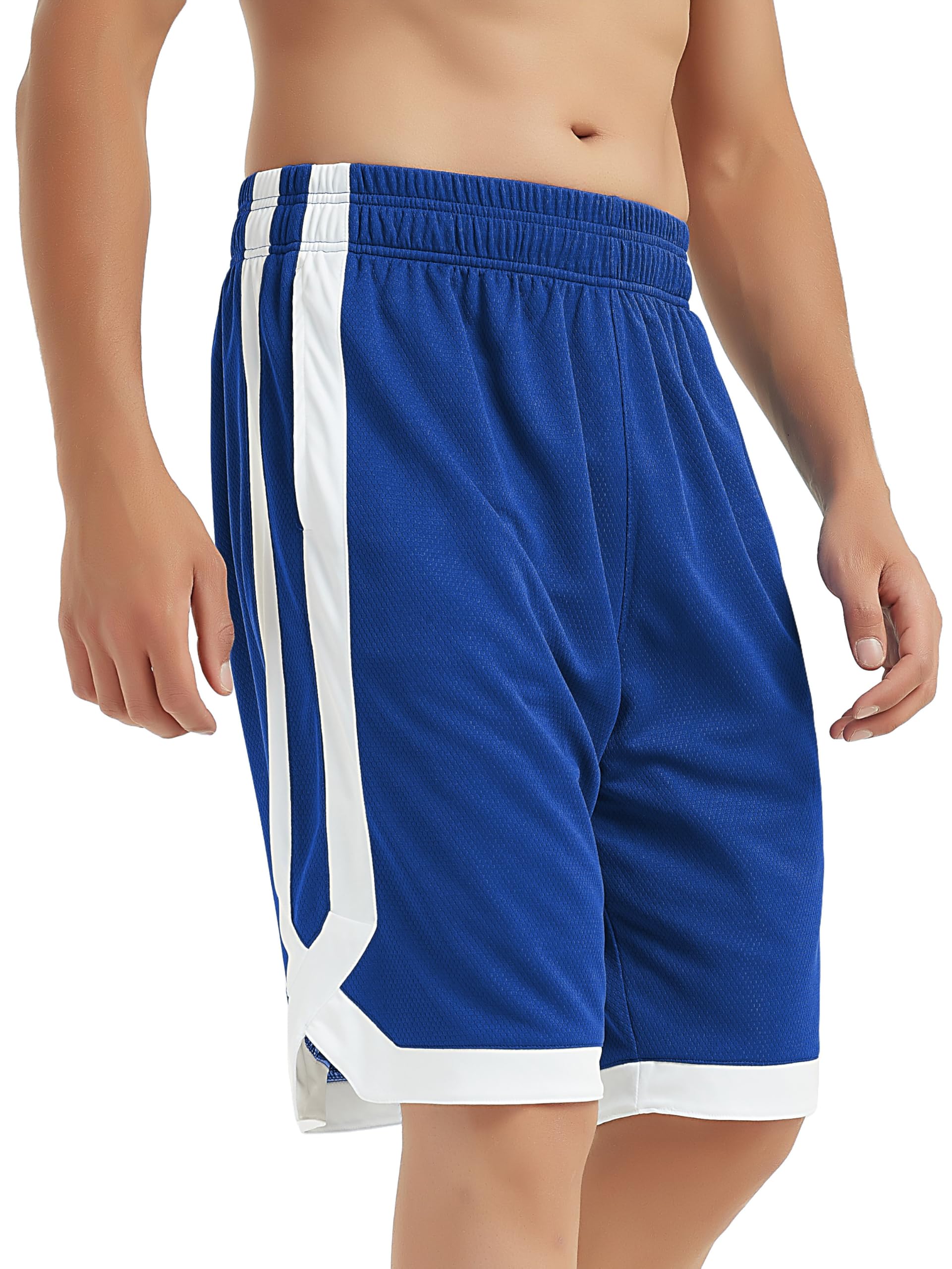 TopTie Men's 7" Mesh Basketball Shorts with Pockets, 2-Tone Active Athletic Shorts, Workout Shorts for Adult