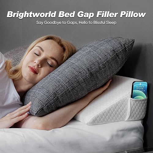 Miniatura 7 de Almohada de cuña para cama, tamaño Queen (60 x 10 x 6 pulgadas), relleno de huecos de cama, cuña de colchón, almohada de cabecera llena el espacio