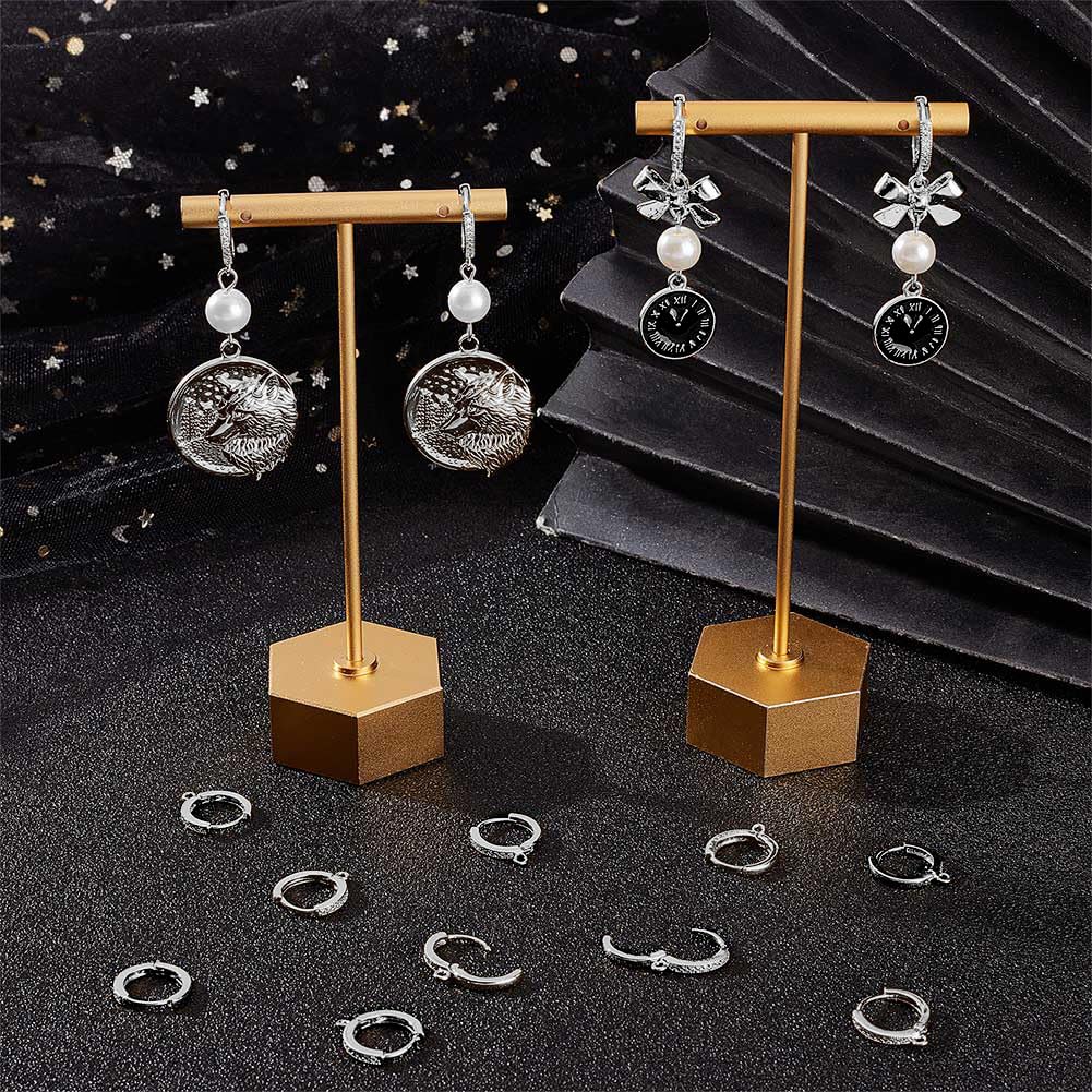 Beebeecraft 1 Box Mit 14 Creolen Beschlägen Mit Zirkonia 925 Creolen Beschläge Aus Sterlingsilber Mit Plattiertem Messing Runde Leverback Ohrring Komponenten Für Die Schmuckherstellung von Frauen