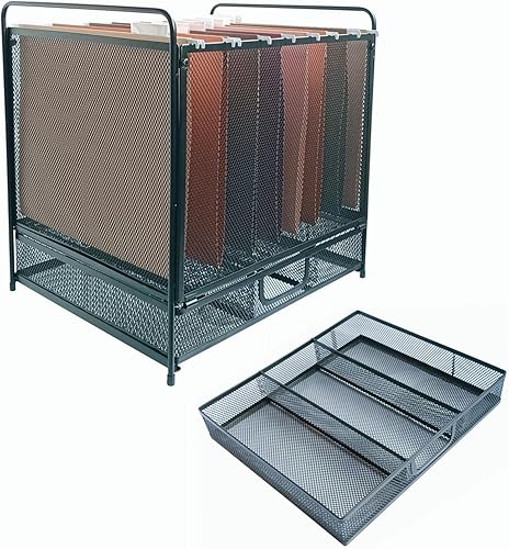 Miniatura 6 de Mknana Organizador de archivos colgante de escritorio de malla con cajón, suministros de oficina y organizador de archivos para el hogar, tamaño
