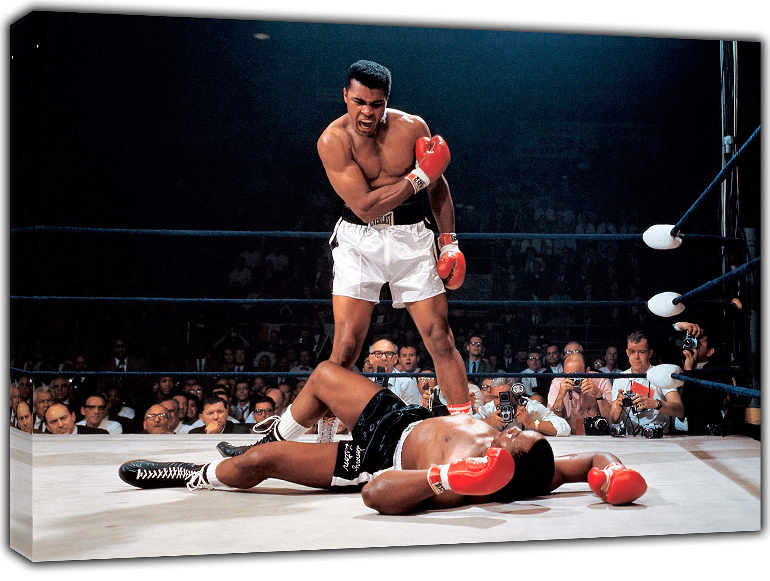 ARTSPRINTS Muhammad ALI Defeating Boxing Photo Print ON Framed Canvas Wall Art Home Decoration Ready Hang 40 x 30 inch-38mm Depth