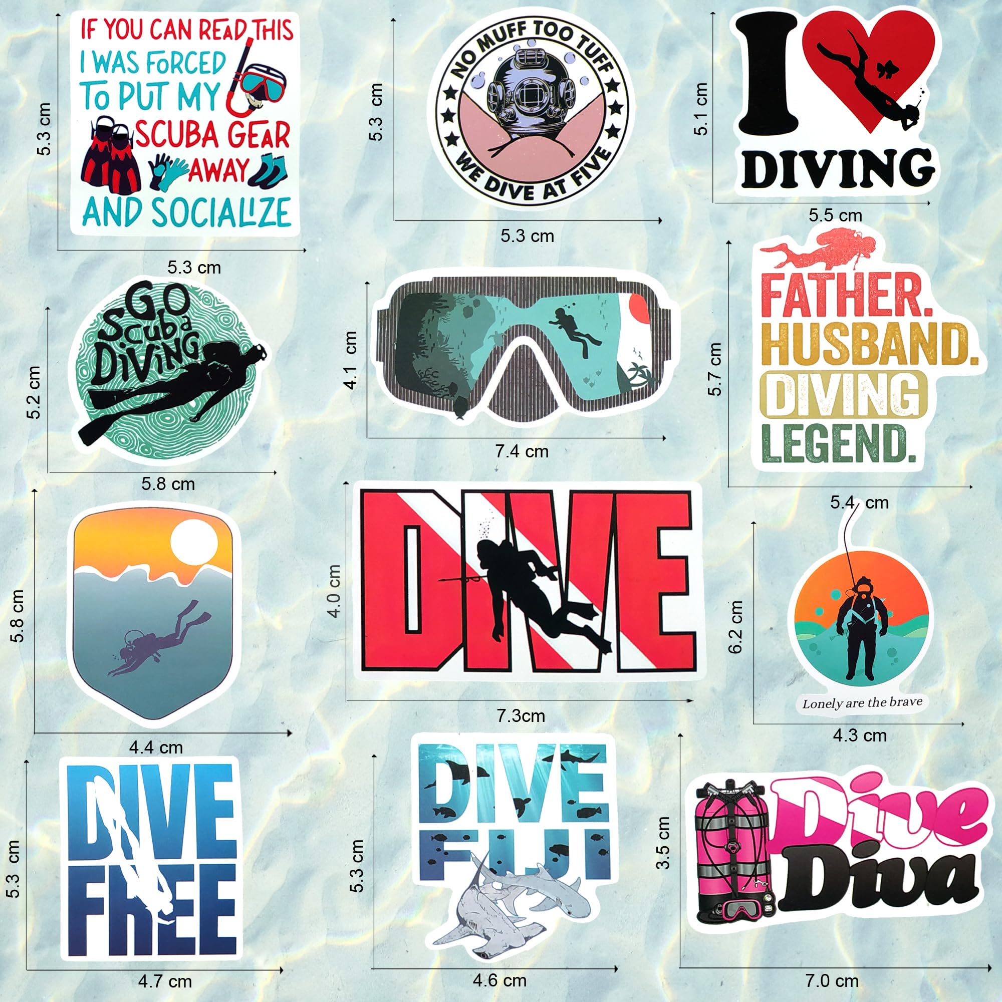 12.9 * 12.8 CM Scuba Diver, Immersioni Subacquee Silhouette Auto - Foto 2