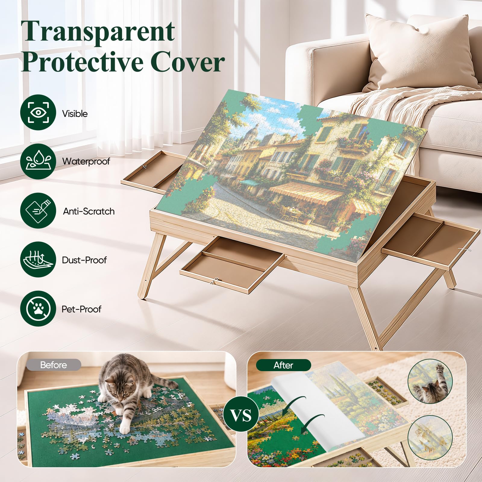 Table Puzzle en Bois, 3 inclinaisons, 1500 pièces
