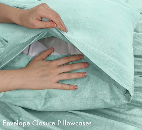 Miniatura 7 de RUVANTI Juego de sábanas de franela de 100 % algodón tamaño individual, 3 piezas, cálidas, suaves y transpirables, con bolsillo profundo, doble