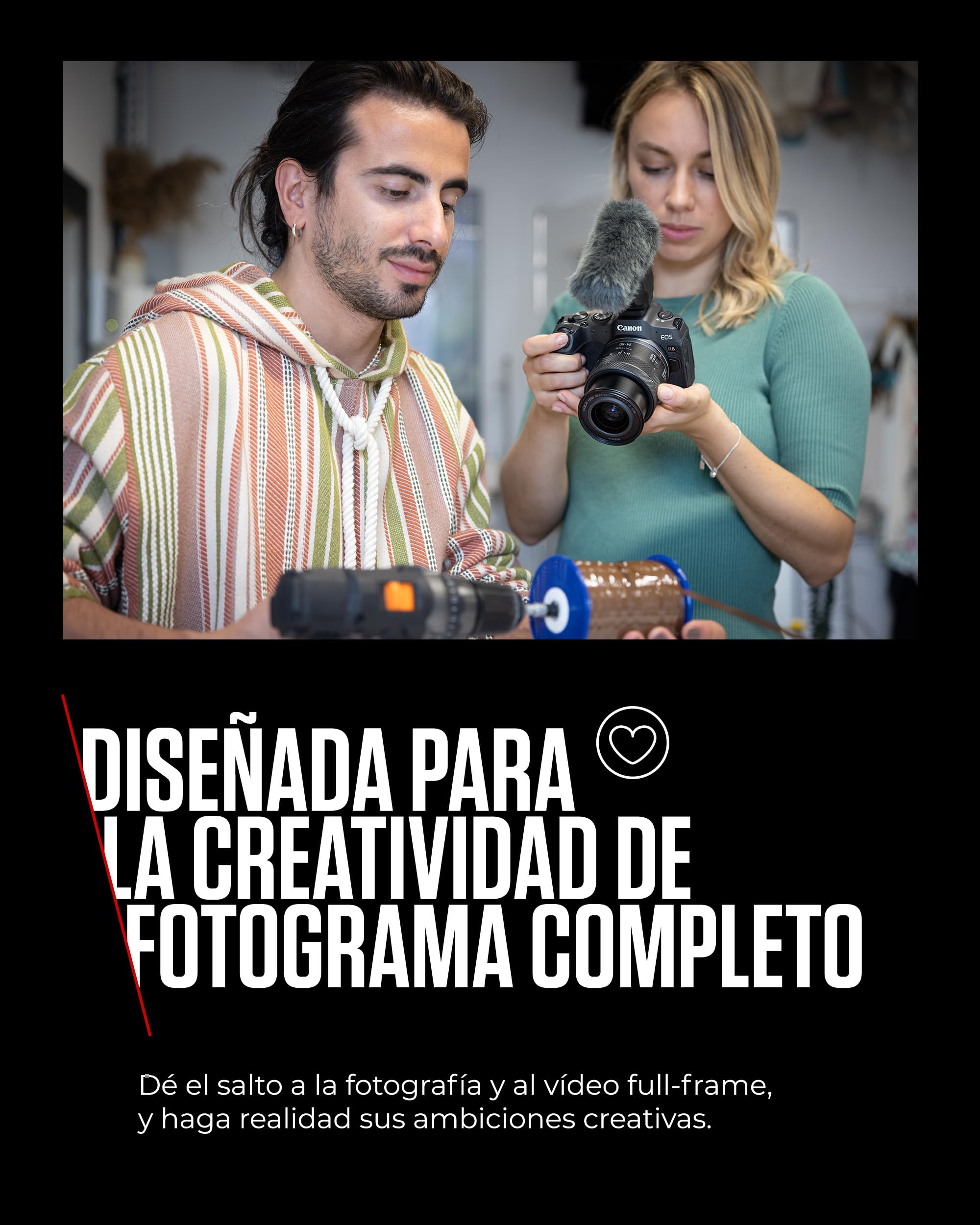 CANON EOS R8 Cámara Mirrorless + Objetivo RF 24-50 mm F4.5-6.3 IS STM + 2X Baterías (Kit de Batería Adicional), Cámara Evil Full Frame (24,2 MP) -6.5 EV, Vídeo 4K 60 fps, Dual Pixel CMOS AF II, Negro