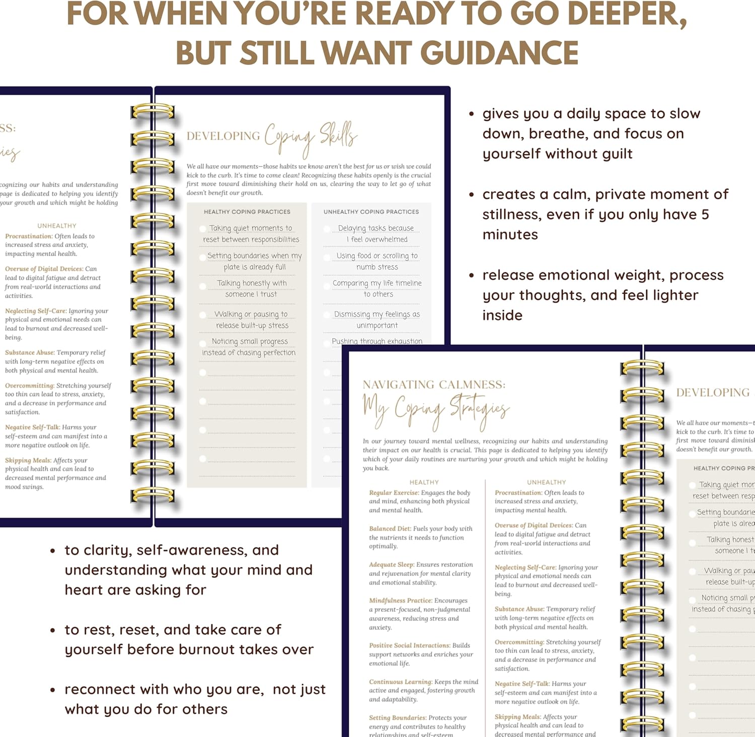 Flourish Mental Health Journal, Guided Emotional Awareness and Pattern Reflection Prompts, Spiral Bound Undated Planner, 1 Count, 5.6 x 8.3 Inches