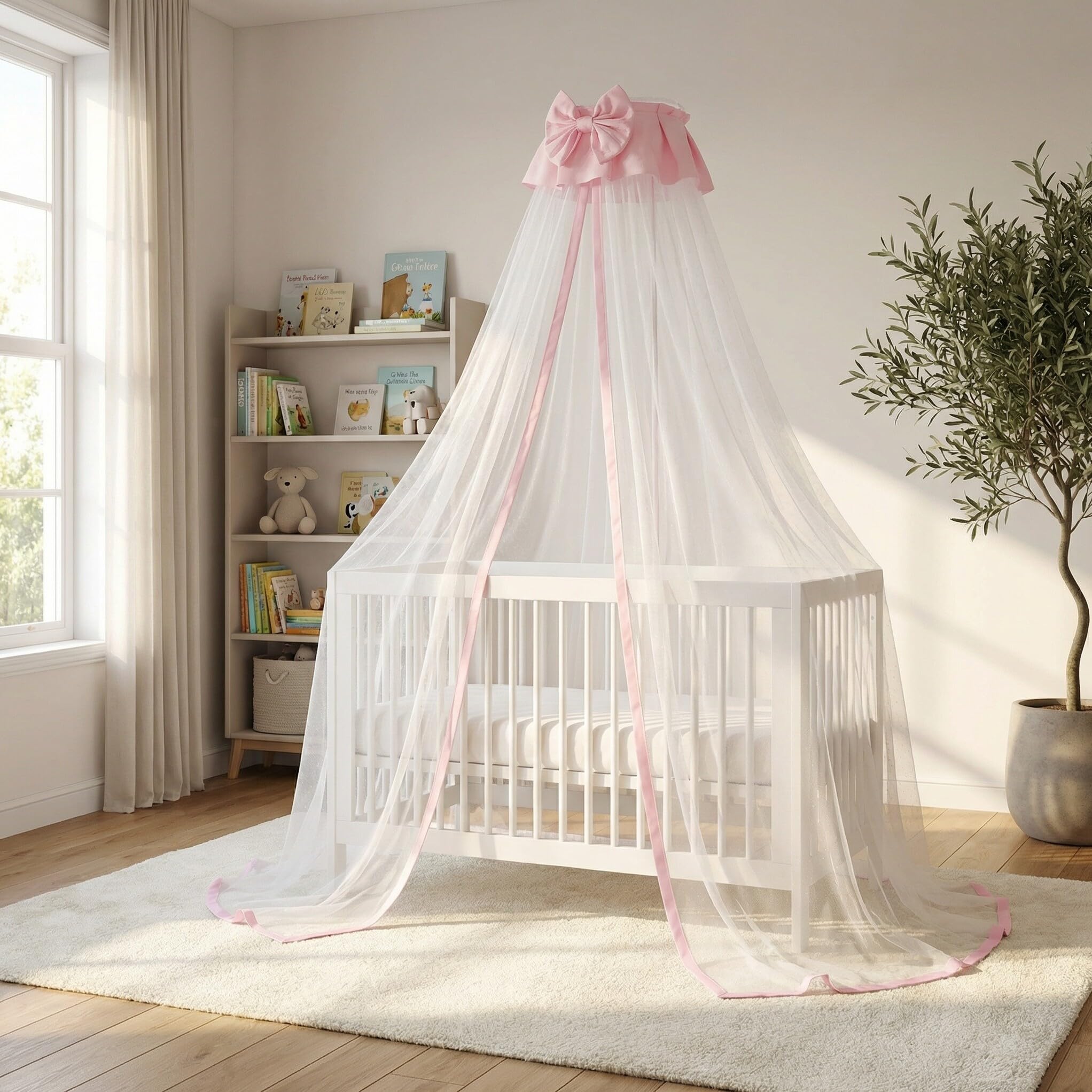 Mosquitera Ligera para Diseño Instalación de Ñiño de Lazo Fácil y Clip Cobertura Suelo para Cama Infantil para Habitación