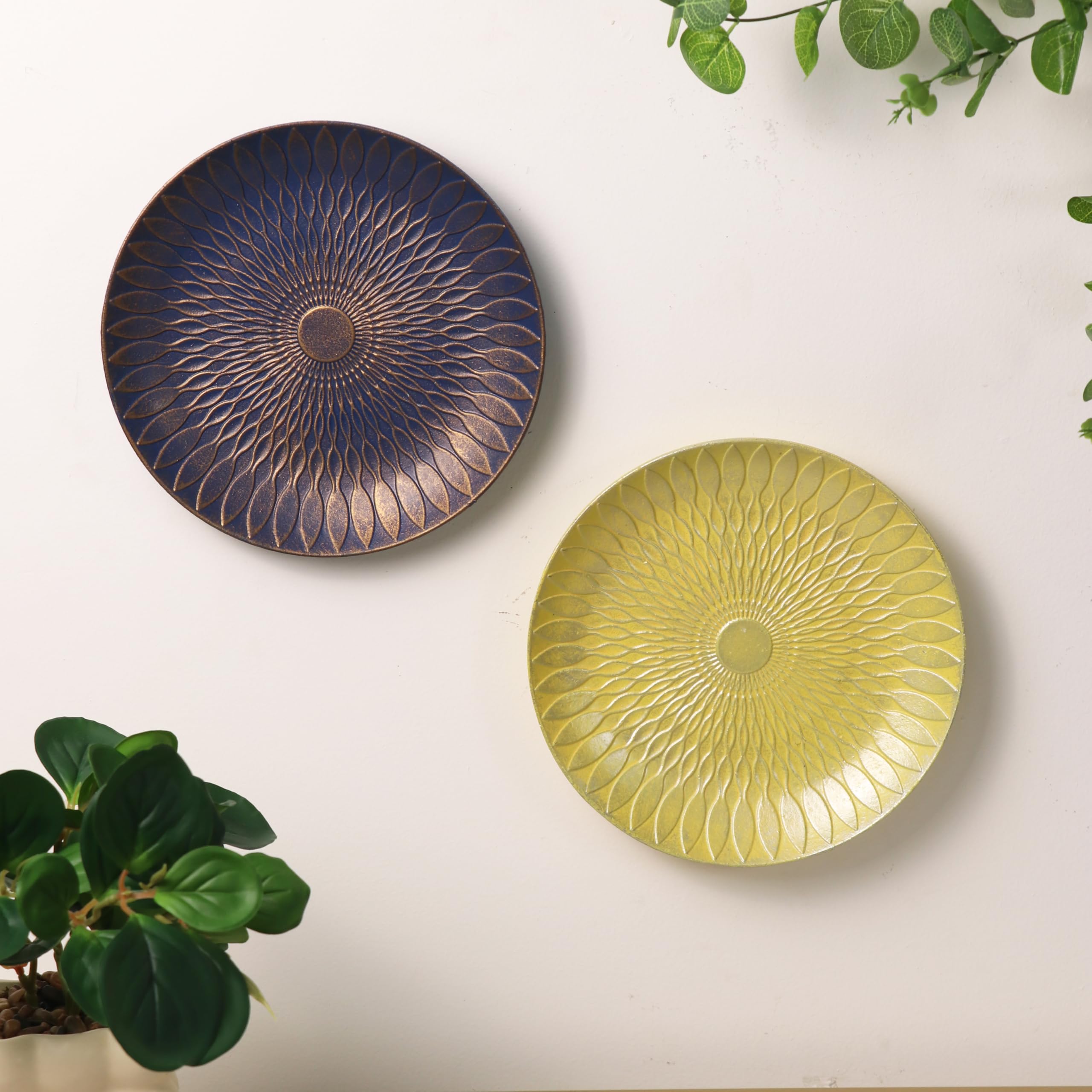 Art Street Decorative Wall Plates - Blue & Yellow -9