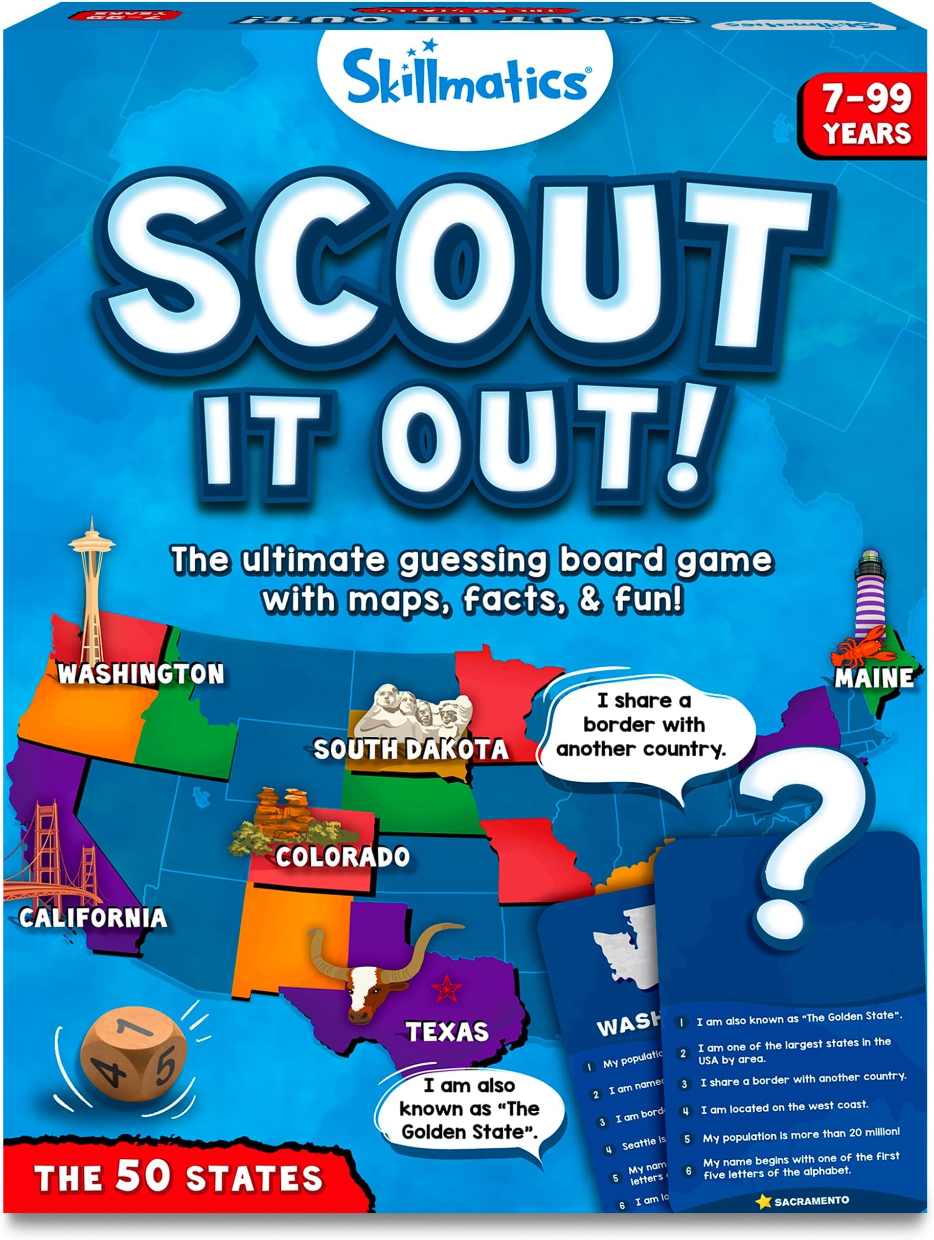 Skillmatics Board Game - Scout It Out 50 States, Guessing & Trivia Game for Families, Educational Toys, Card Games for Kids, Teens and Adults, Gifts for Boys and Girls Ages 7, 8, 9 and Up