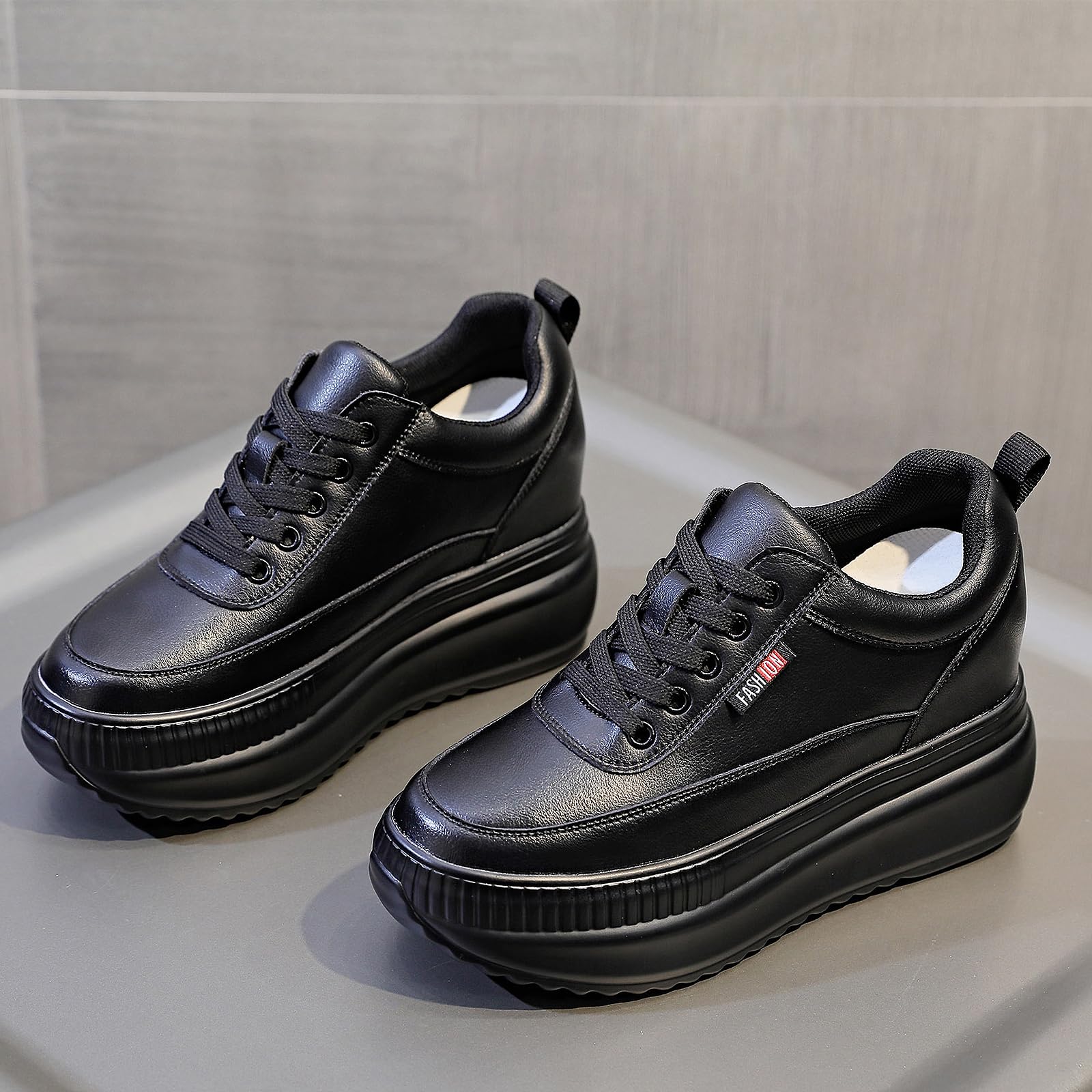 Zapatillas de Cuña Deportivas Mujer Zapatillas de Deporte Moda Plataforma Transpirables Aumento de Estatura Invisible Zapatos Cuña 9CM