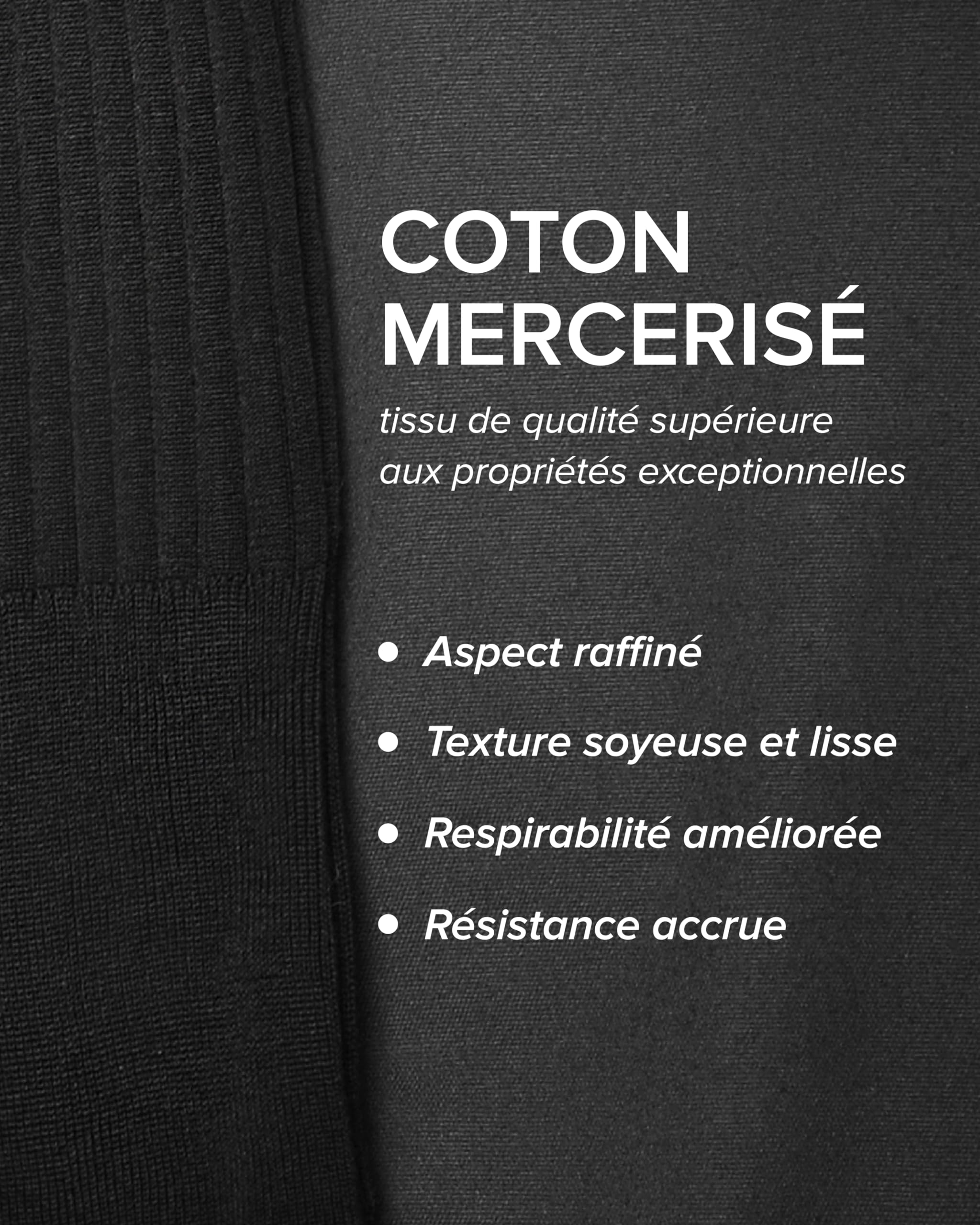 vitsocks Chaussette haute élégante 100% COTON MERCERISÉ Homme (2 PAIRES) fine légère montante mi-bas longs costume côtelée