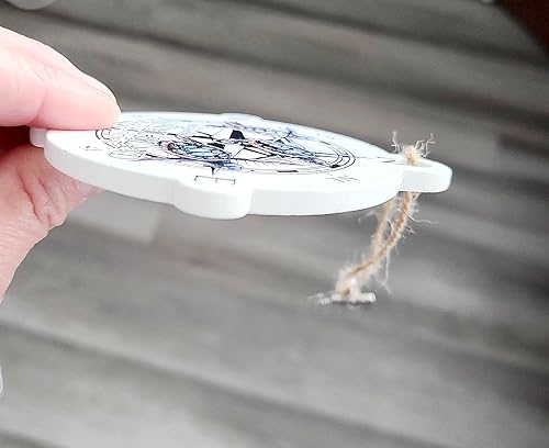 Vista 5 de Ornament Destin, FL Sea Turtle Map Ornament 4” Wood Hanging Map Ornament with Artwork & Charm Perfect for Wine Bottles, Gift Bags, or Christmas