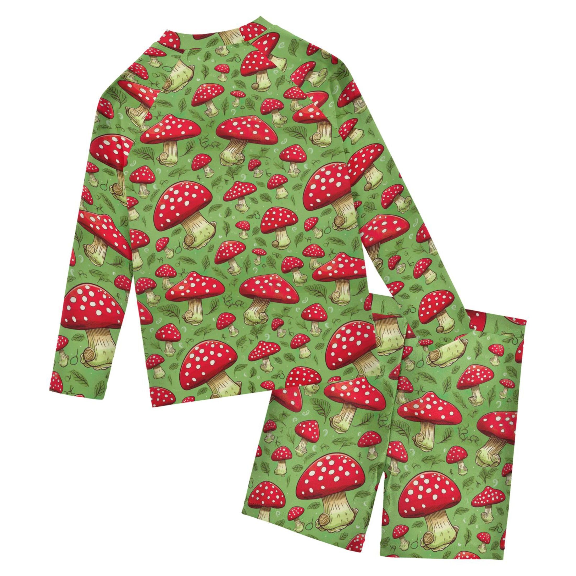 Mushroom Toddler and Baby Boys' 2-Piece Swimsuit Trunk, Long Sleeve Rashguard Bathing Suit B0402901