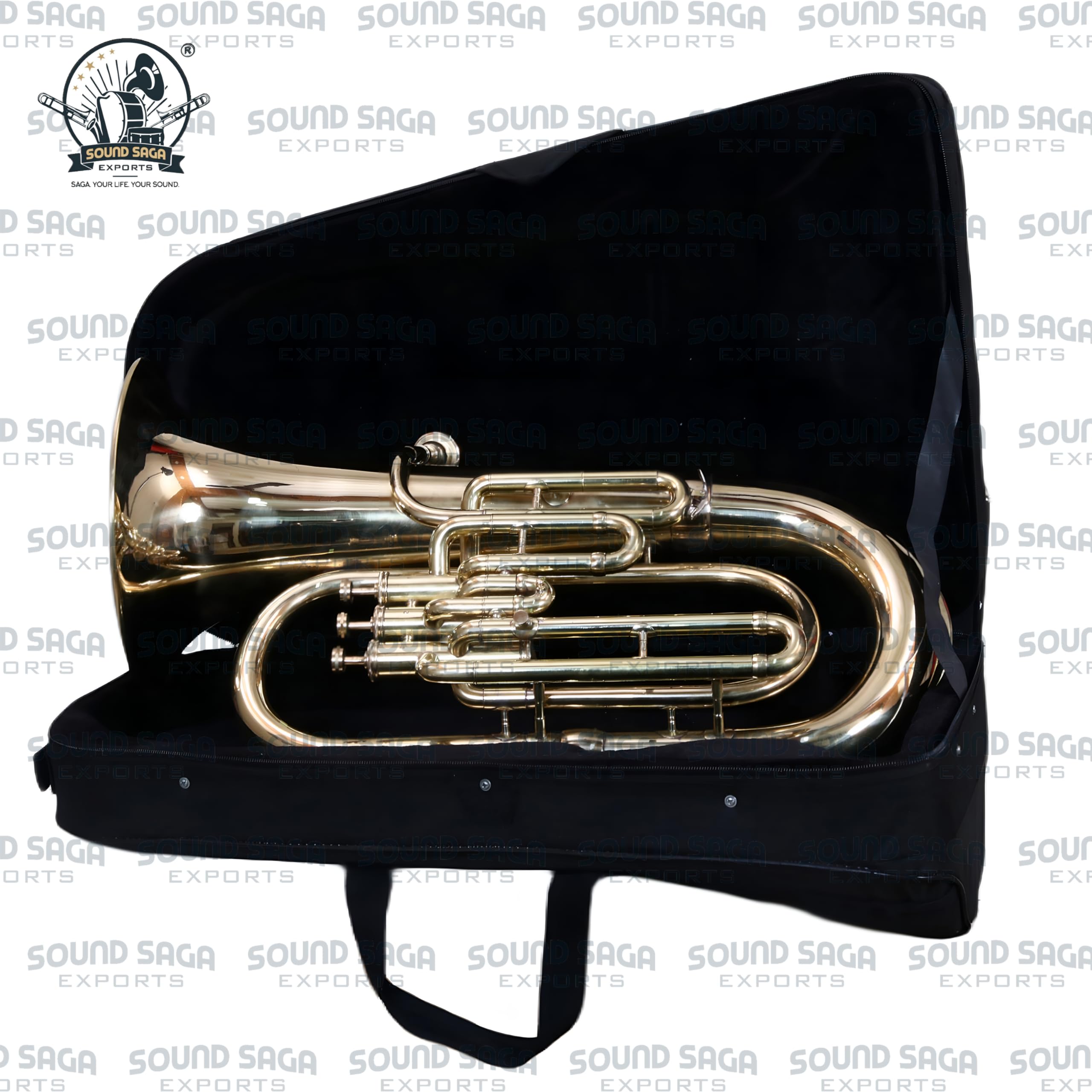 Euphonium 3 Ventil, BB Pitch, Premium Qualität inkl. Mundstück und Tragetasche (BRASS)