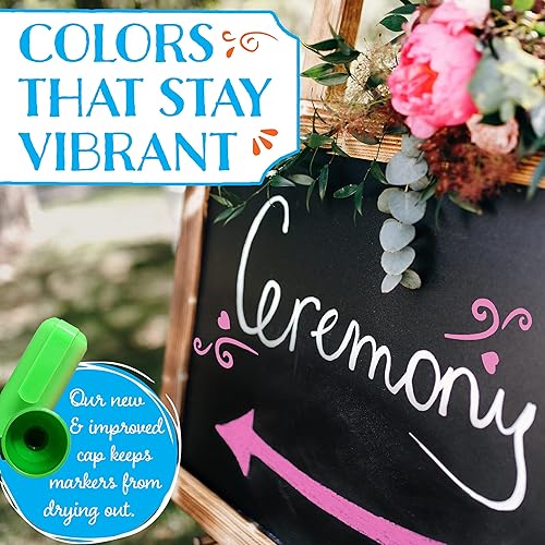 Miniatura 4 de MMFB Arts & Crafts Marcadores de tiza líquida para negocios, restaurantes, escuela, pizarra, ventana, borrables, no tóxicos, a base de agua,