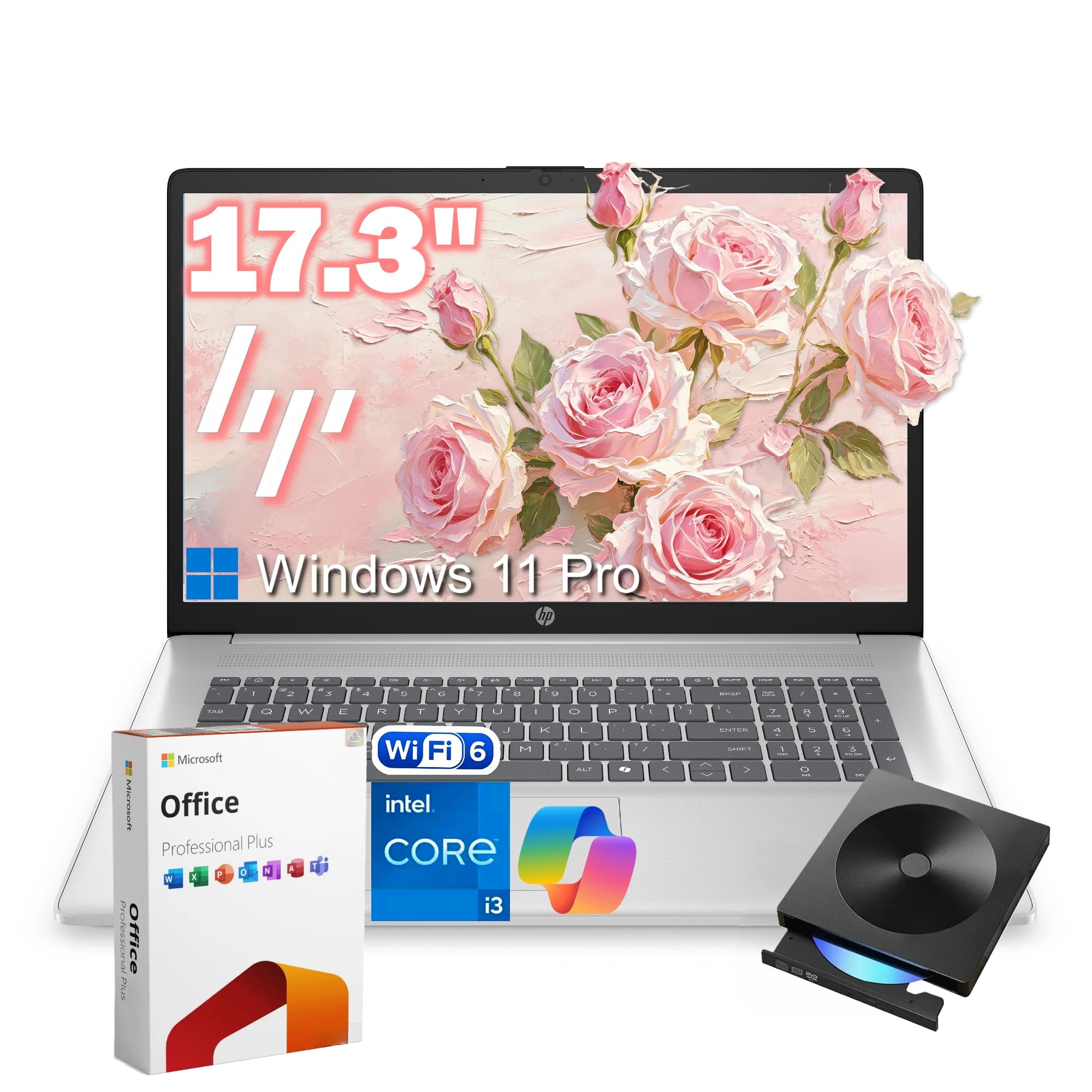 HP 17.3" Laptop Computer, Intel Core i3-N305, 32GB RAM, 1TB SSD, Win 11 Pro