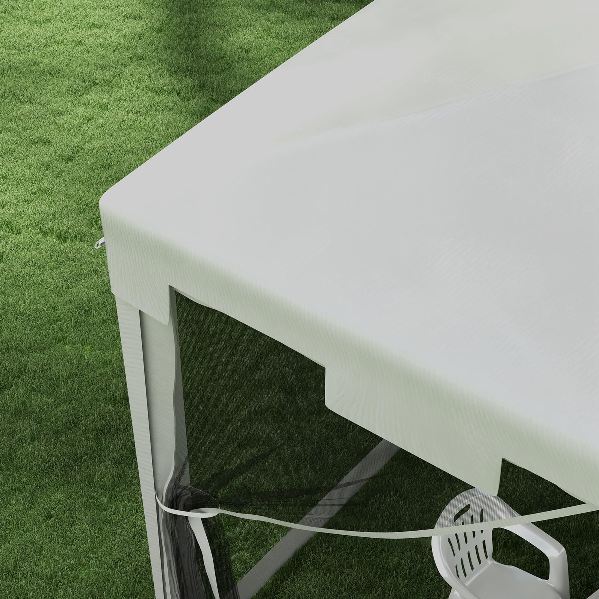 Outsunny Gazebo 4x3 m con Zanzariera e 2 Ingressi, Gazebo da Giardino in Metallo e PE, Bianco e Nero