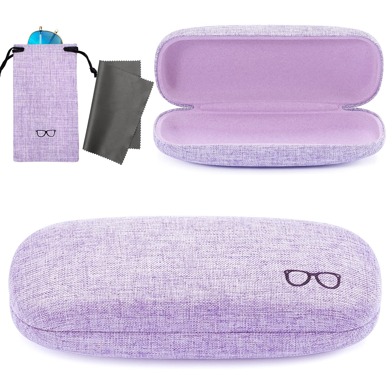 Hard Shell Eyeglasses Cases, Linen Fabrics Protector Sunglasses Case, Large Glasses Case