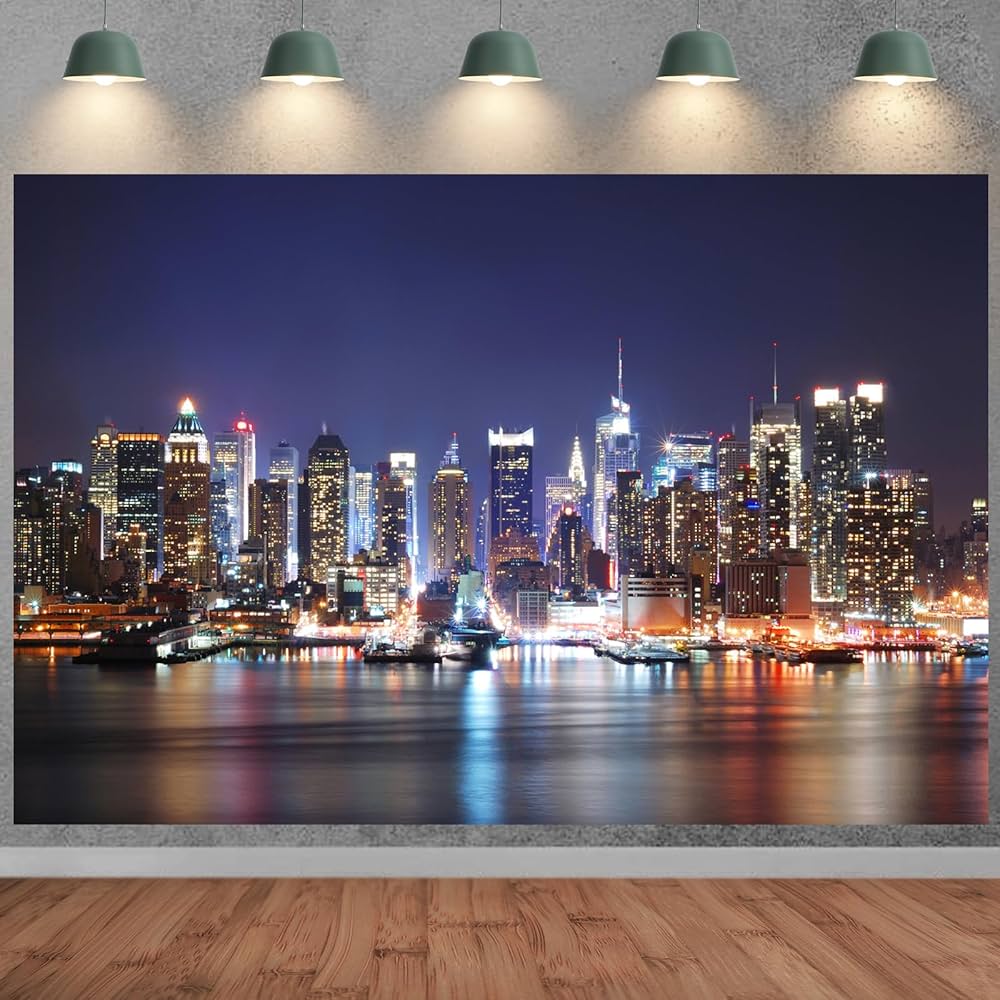 Amazon | ニューヨーク市の背景 マンハッタン ミッドタウン 夜景