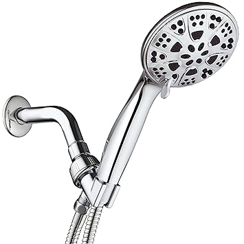 AquaDance 6-Setting 5-Inch Hand Held Shower Head with Hose, Chrome