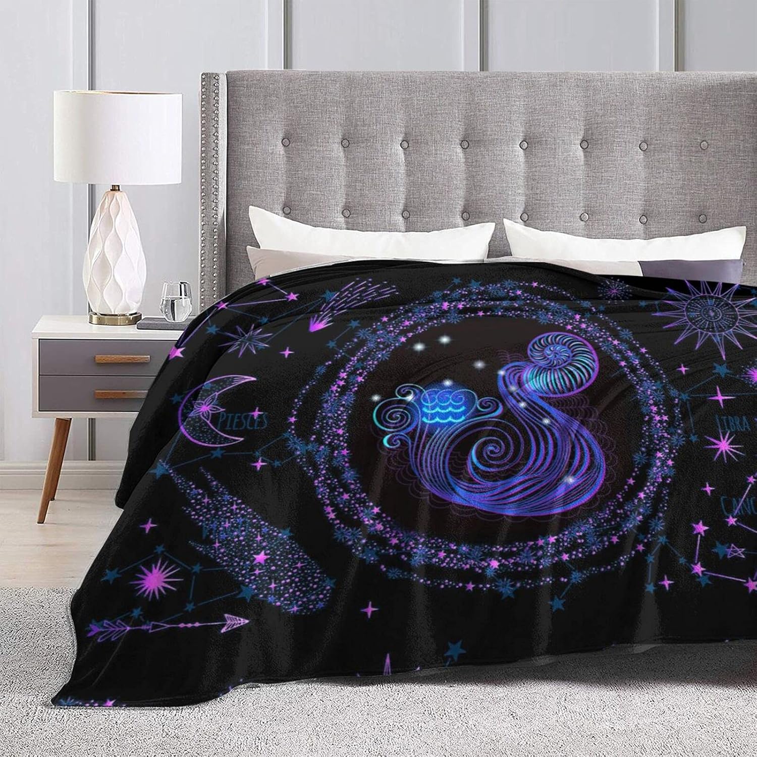 Capricorn Throw Blanket Flannel Constellations Blanket Warm & Soft 12 Horoscope Astrology Throw Blankets Constellation Theme Home Décor 50"X40"