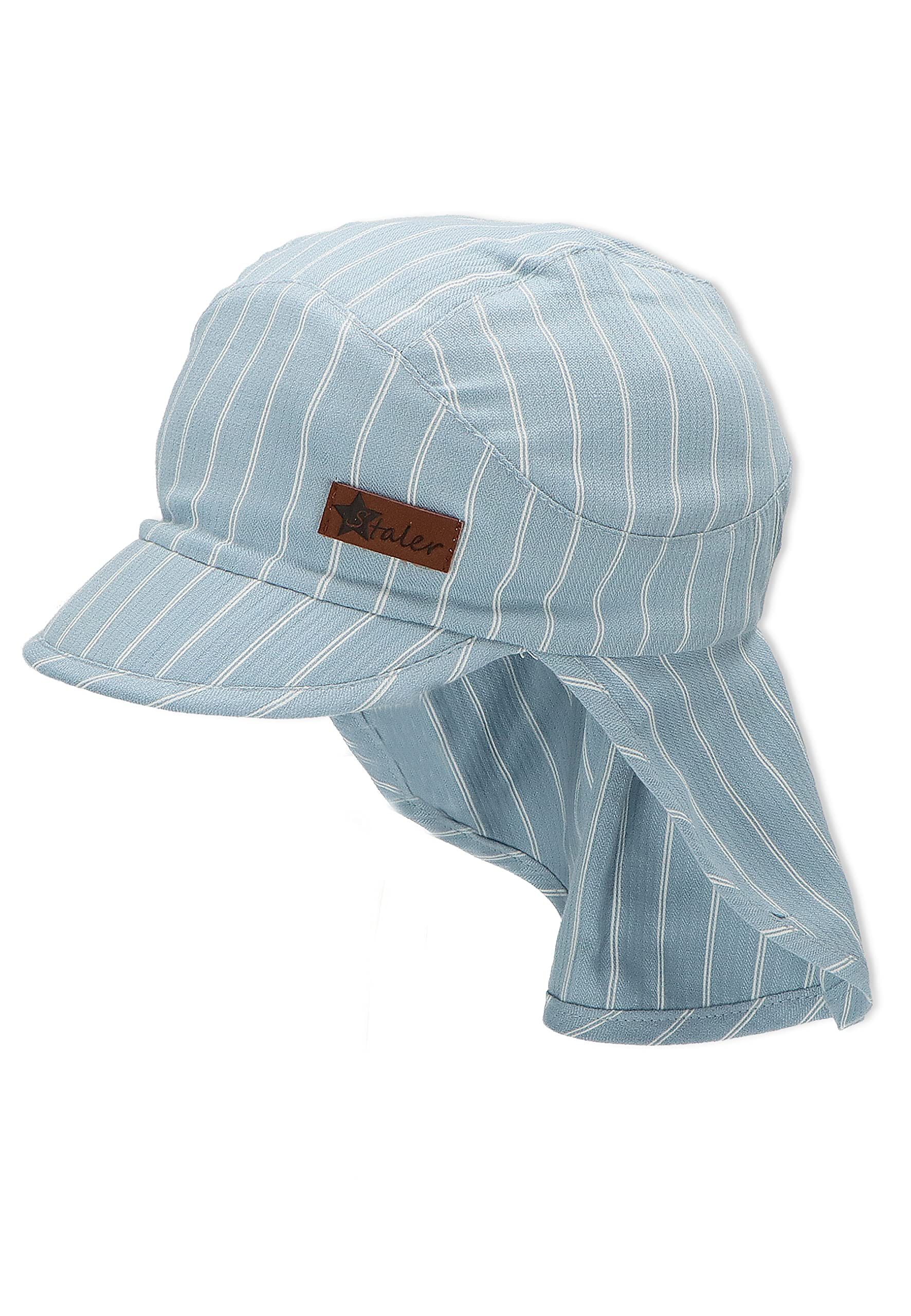 Sterntaler Boys Peaked Cap with Neck Protection Lines Sun Hat Light Blue 45