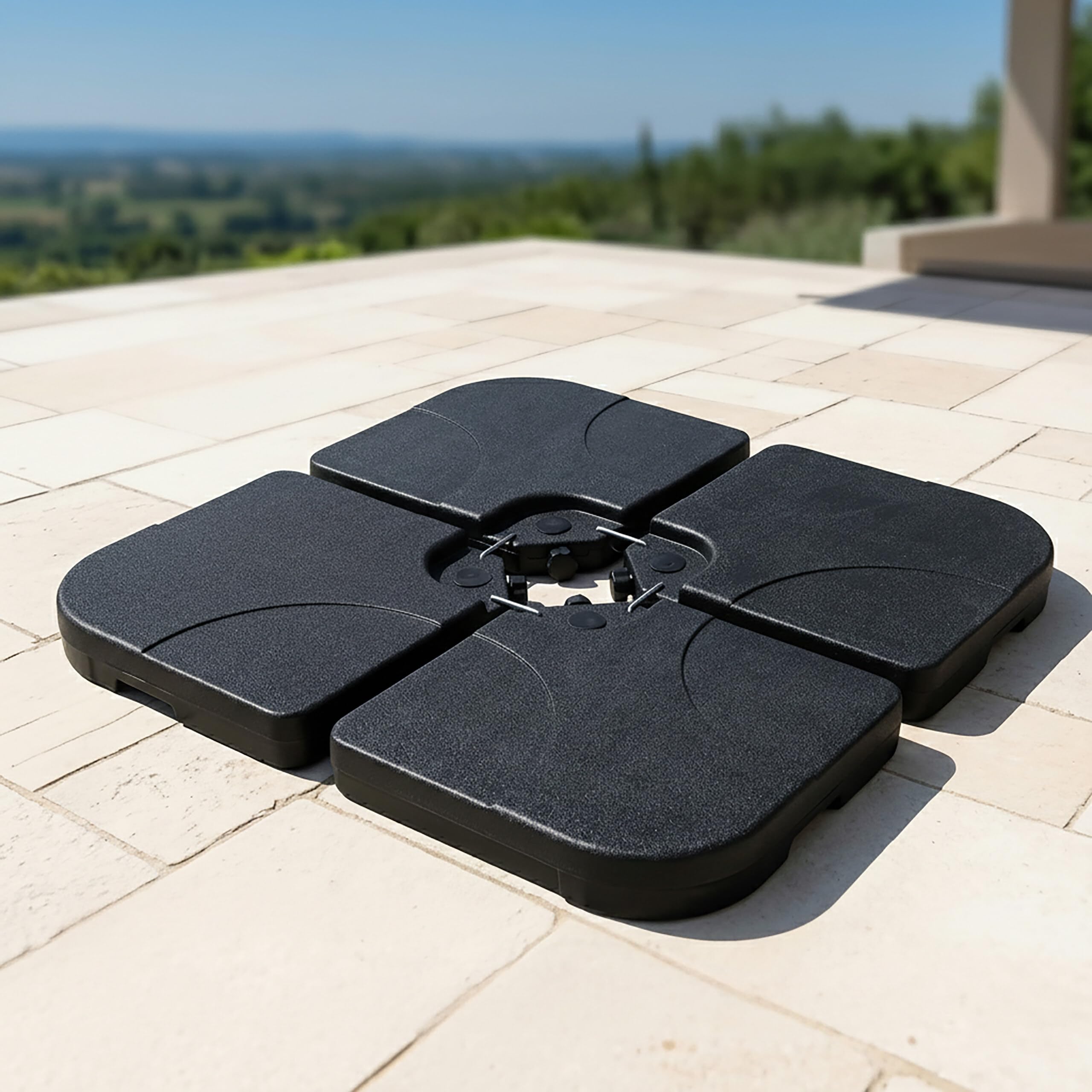 Relaxdays : Poids pour Parasol avec Croisillon au Sol, en Lot de 4, Noir