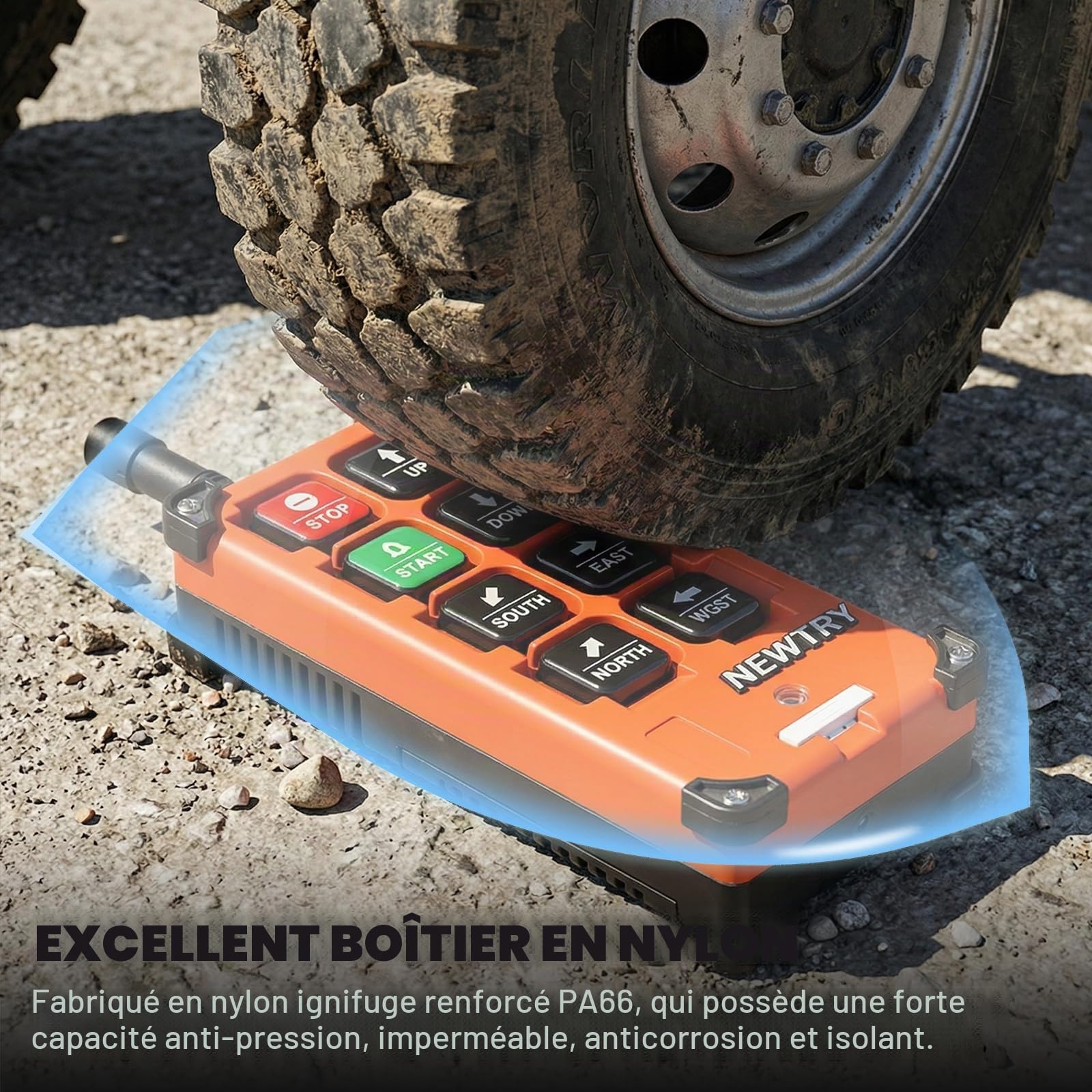 NEWTRY 12V Télécommande pour Grue à Double émetteur Contrôleur Industriel | 6 canaux, portée de 100 m, étanche à IP65, boîtier robuste, signalisation dédiée, pour appareils de levage, grues et camions