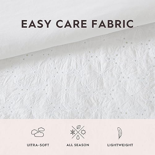 Miniatura 5 de Laura Ashley - Juego de edredÃ³n King, juego de ropa de cama reversible con fundas a juego, decoraciÃ³n del hogar de granja (ojales con volantes