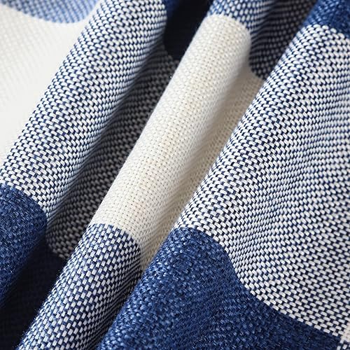 Miniatura 3 de CARRIE HOME Juego de 2 fundas de almohada decorativas a cuadros de tartán, Cuadros de búfalo azul marino, Bohemio