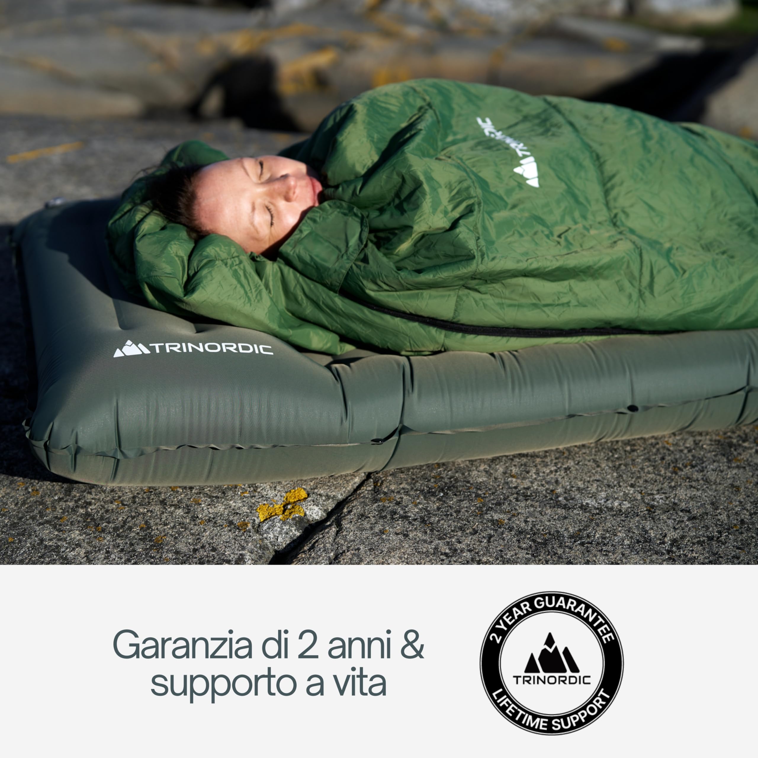 Trinordic Materassino Gonfiabile Spesso Campeggio - 12 cm Extra Spesso e Largo con Pompa a Pedale e Cuscino - Materasso Gonfiabile Singolo Leggero per Avventure, Trekking e Bikepacking