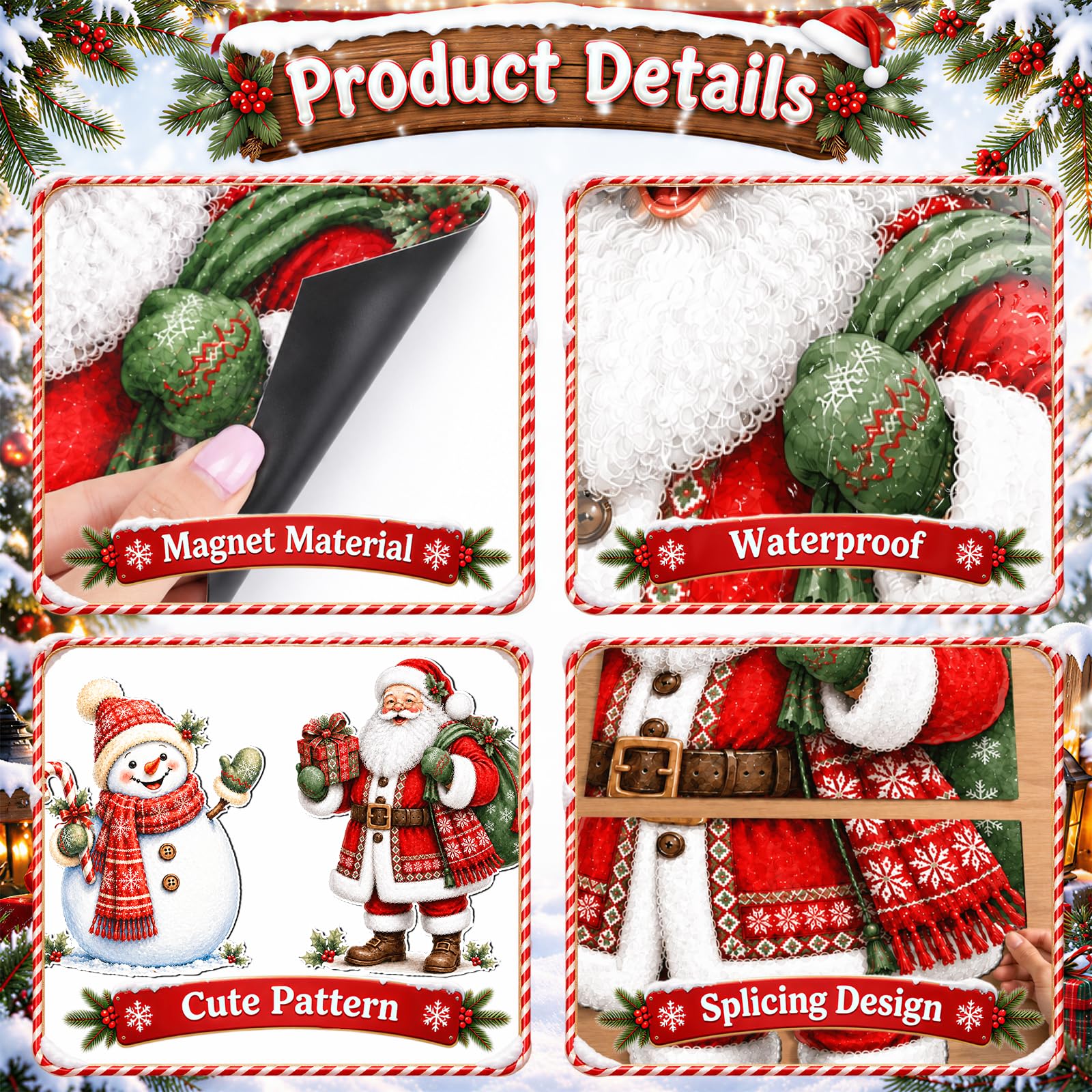 Set di decorazioni natalizie per porta del garage, Babbo Natale e pupazzo