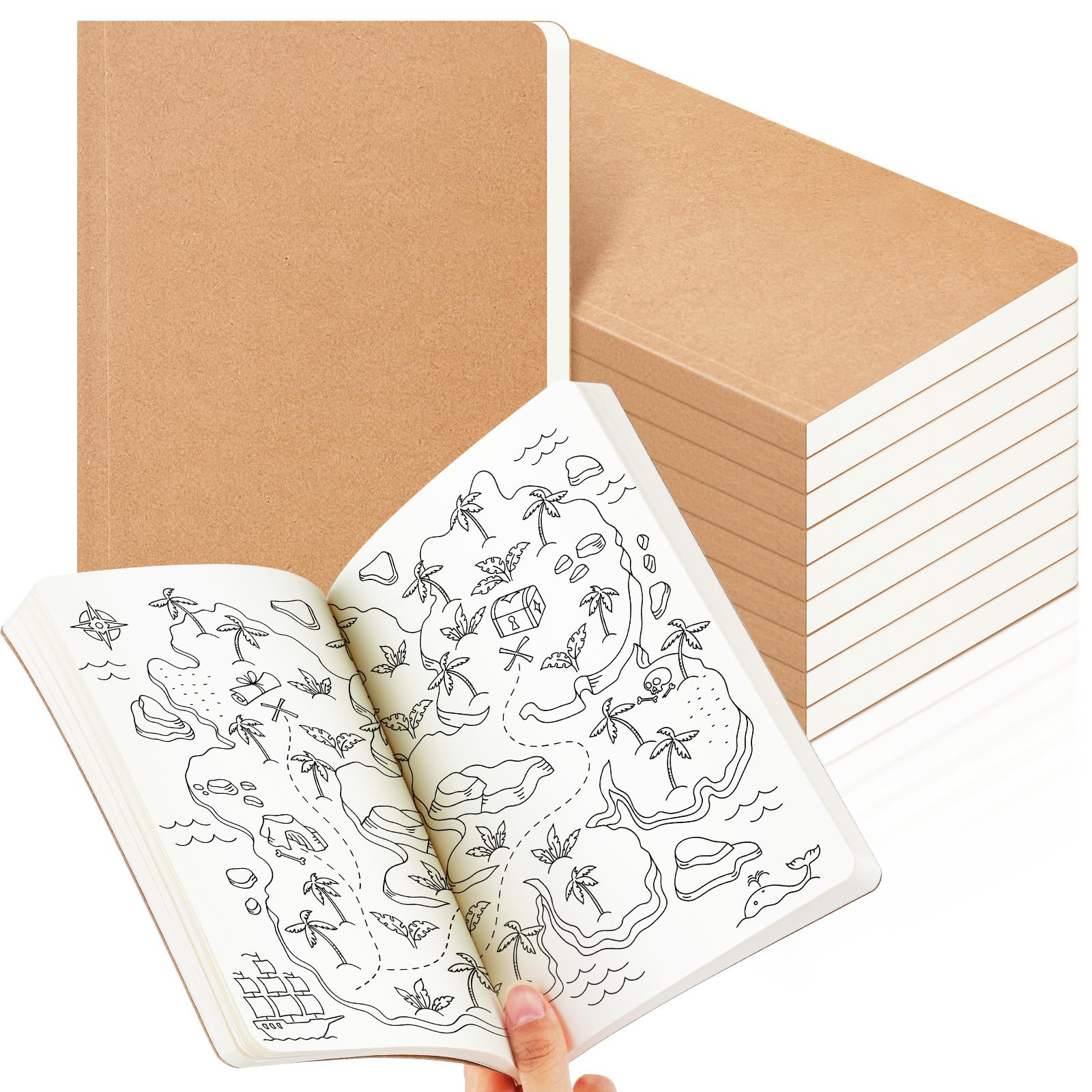 Zhanmai 10 Pack A5 Journal Refill 5.5 x 8.2'' Refillable Notebook Inserts A5 Paper Refill Kraft Travelers Journal Notebooks for Office School Writing Supplies, 100 Sheets/200 Pages(Unruled)