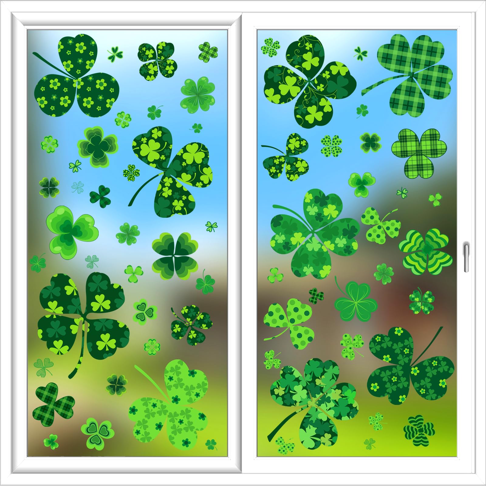 JCFIRE St Patricks Day Decorations, 119 PCS Extra Large Shamrock Stickers Window Clings Decor, St Patricks Day Accessories, Reusable Saint Party Supplies for Home Office School