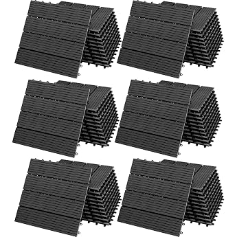 CASARIA  WPC Tiles 30 x 30 cm Set of 66 6 m Plug-In System Drainage Can Be Cut to Size Patio Balcony Garden Click Classic Anthracite