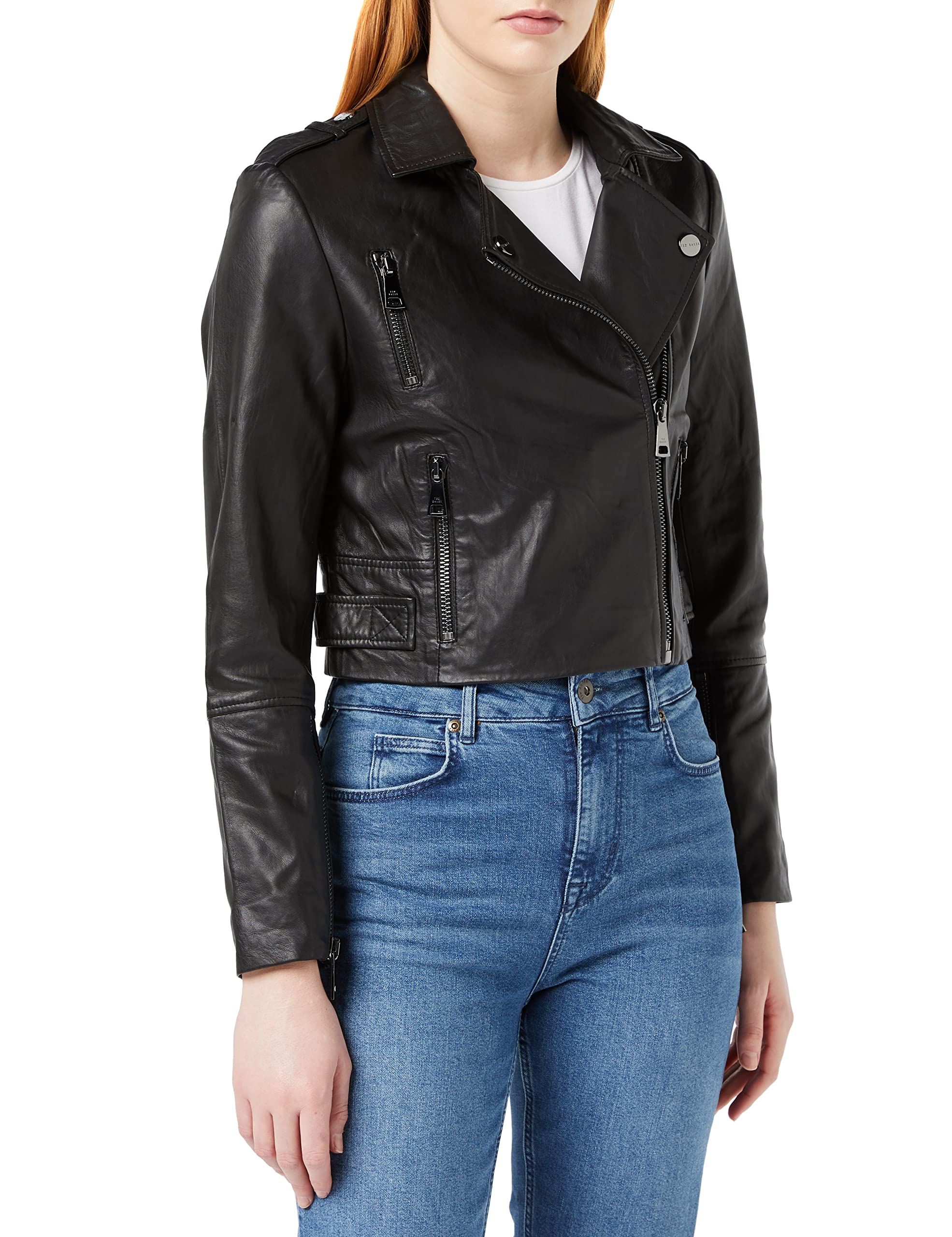 TED BAKER SSALLI Cropped Leather Biker Jacket