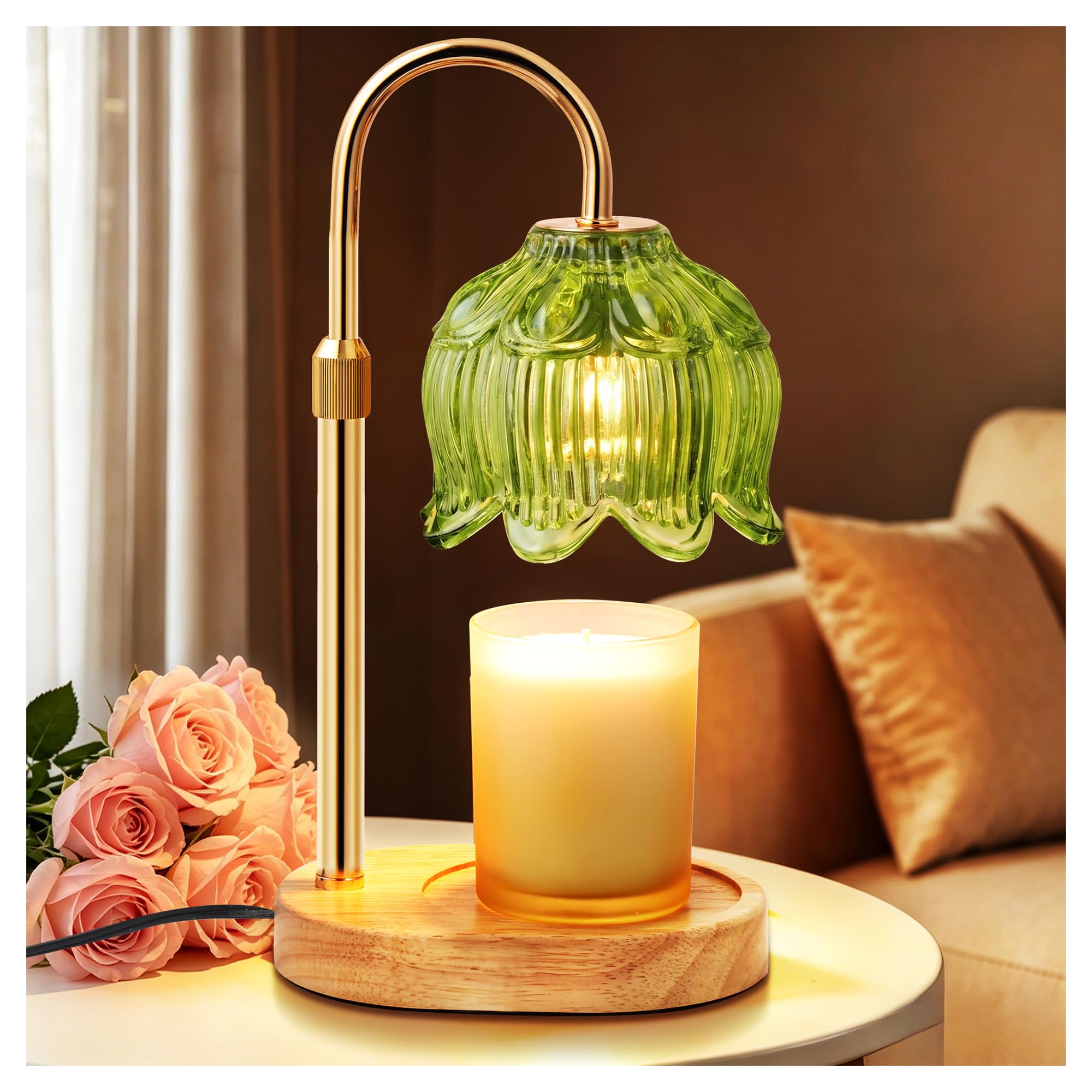 Lampada scalda candela con timer, altezza regolabile, adatta a tutte le candele profumate in barattolo, regali di Natale per mamme e donne, lampada a candela