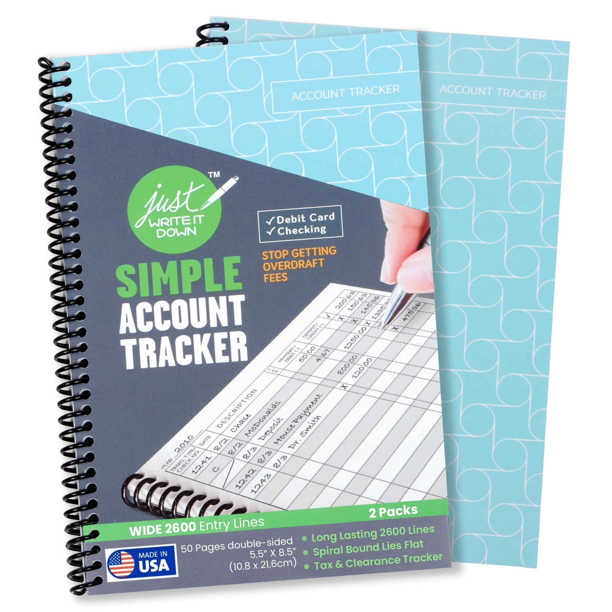 The Superior Register's Premium Check Book Register & Debit Card Ledger Notebook - Checking Account Register, Business Ledger, Cash Log & Expense