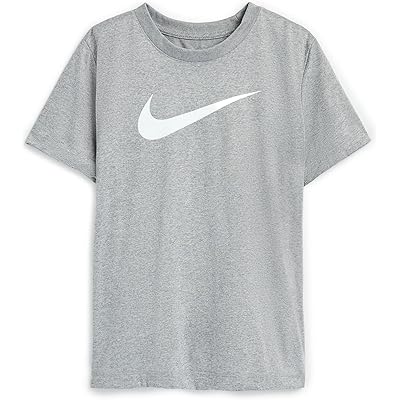 Мужская рубашка Nike Kids Dri-FIT Legend Tee Swoosh HBR (Little Kid/Big Kid) tumbled grey/fluorescent silver/heather