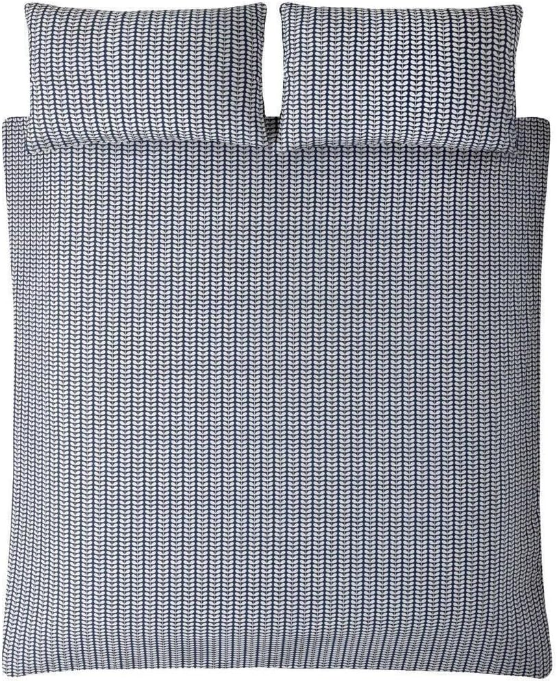 Orla Kiely Tiny Stem Whale Blue Bedding King Size Duvet Cover (230cm x