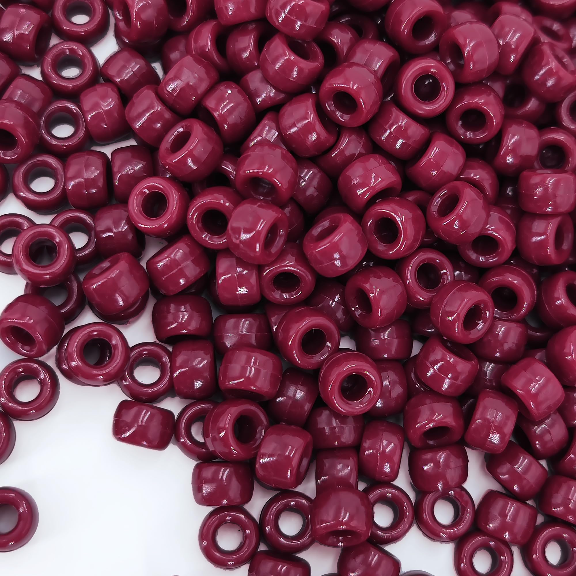 MIIIM 1200PCS 6x9mm Maroon Pony Beads Bulk, Kandi Beads for Bracelets Making Kit, Hair Braids Crafts for Jewelry Making (Maroon)