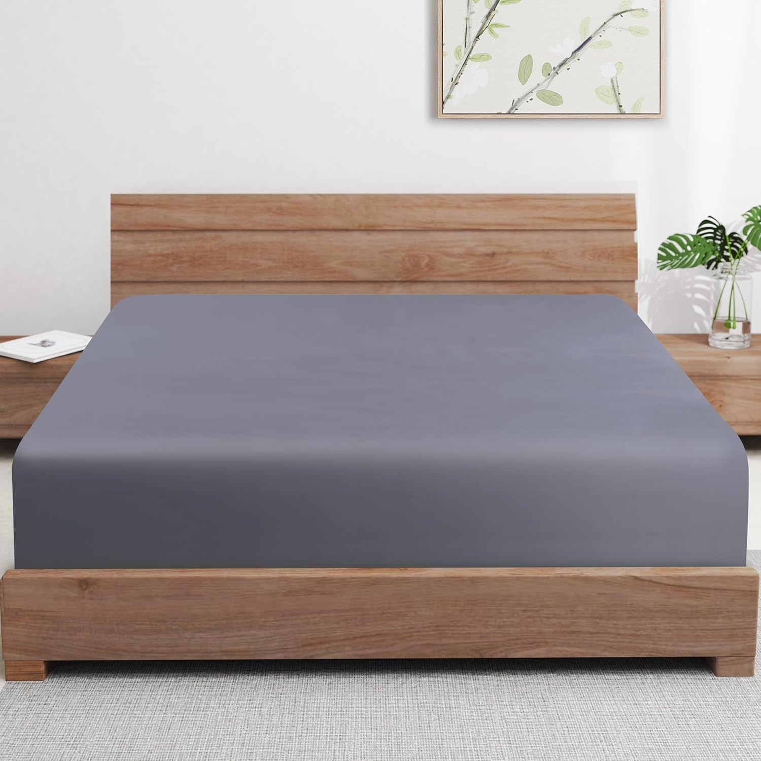 2 Pack Bamboo Viscose Cooling Fitted Sheet Twin XL Size Only, 400 Thread Count, 16" Deep Pocket Cooling Bottom Sheets for Hot Sleeper, Silky Soft Breathable (Twin XL, Dark Grey
