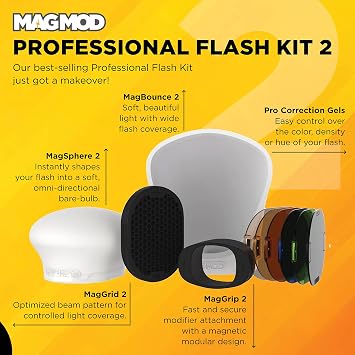 مجموعة فلاش MagMod Professional 2، مجموعة موزع فلاش إضاءة التصوير الفوتوغرافي، ملحقات موزع الضوء المغناطيسي، معدِّلات MagMod خفيفة الوزن، تحكم فائق في الضوء