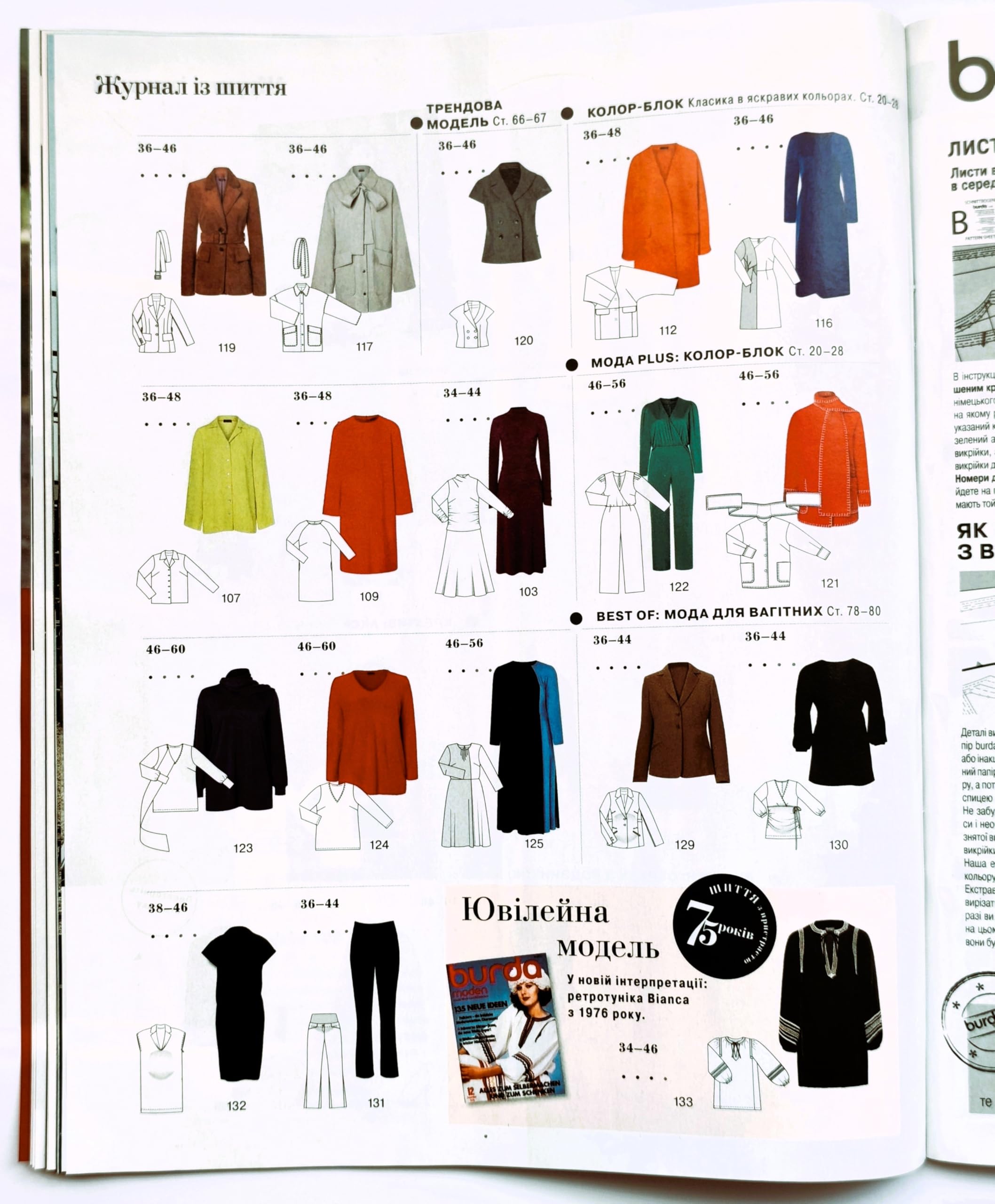 Vol 10/2025 Burda Style magazyn ukraiński październik luksusowa moda wzory krawieckie damskie 34-60 arkuszy wzorów w dużych rozmiarach w języku angielskim niemieckim rosyjskim