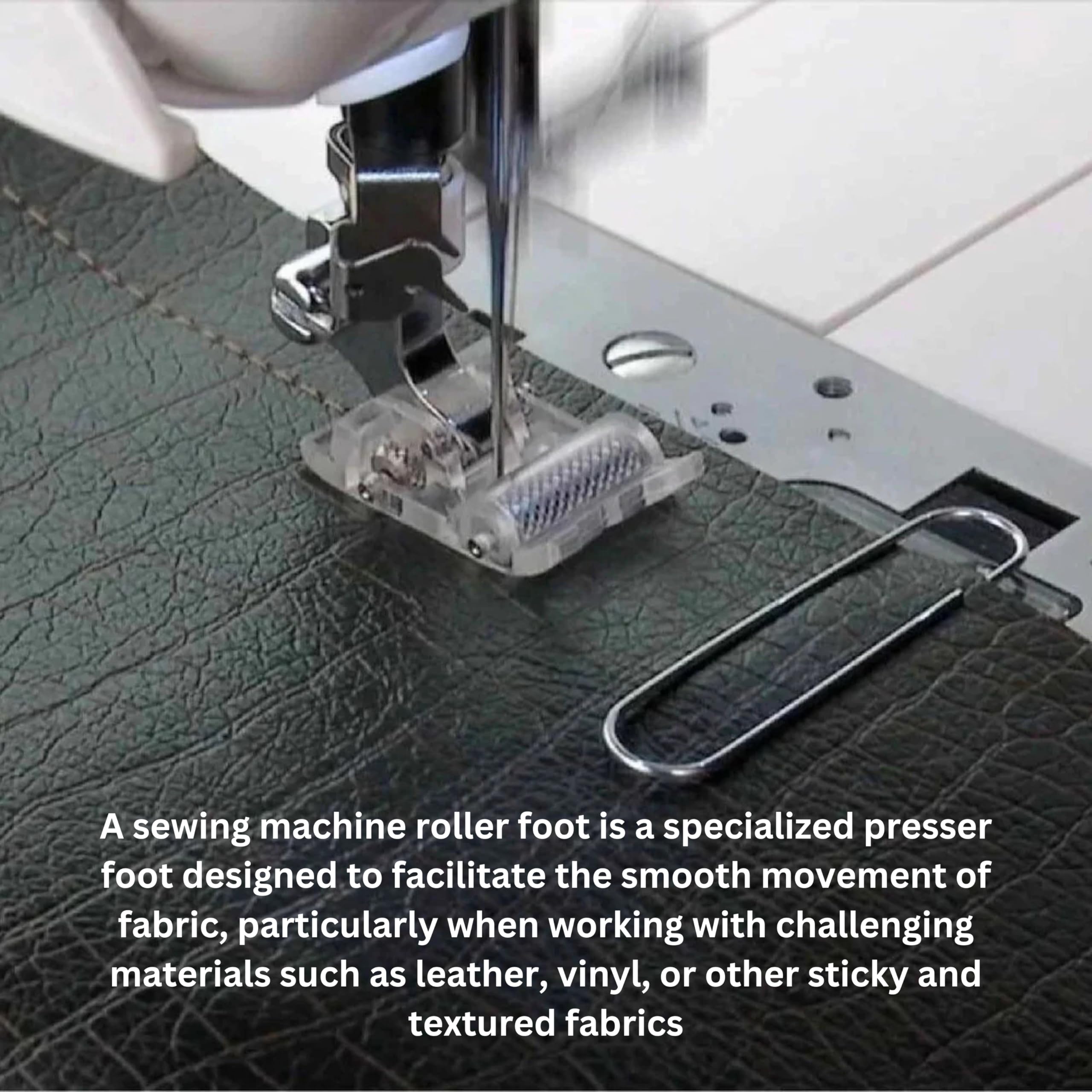 Zenith Roller Presser Foot 1 piece for All Automatic Sewing Machines Compatible for Singer usha Brother zenith etc Steel and Plastic Finish — Amazon image 3