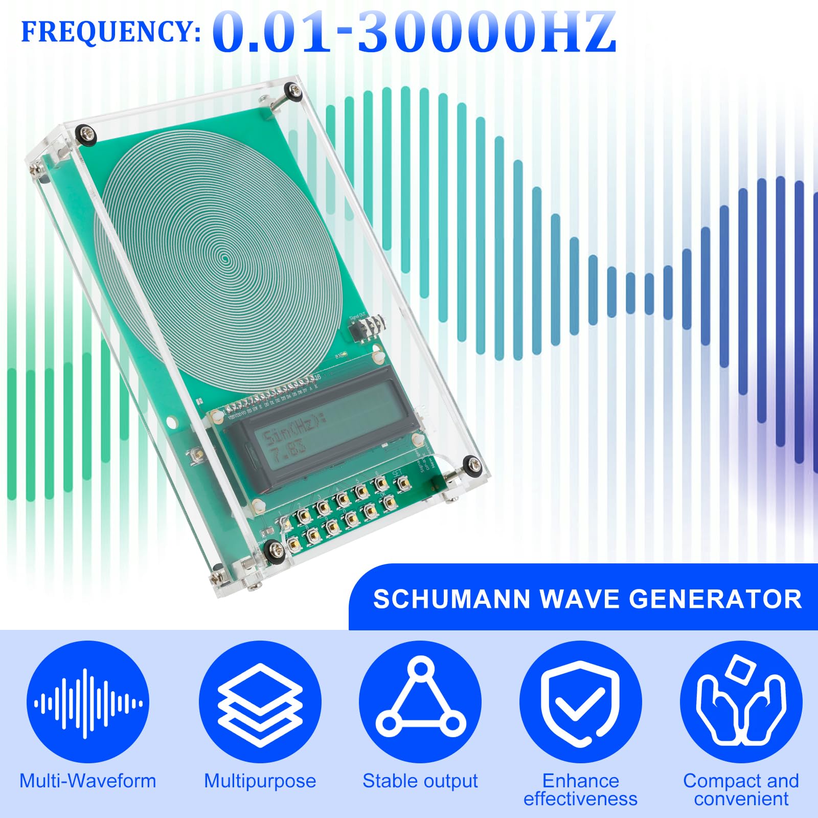0.01-30000Hz Adjustable Schumann Sine Wave Resonance Generator
